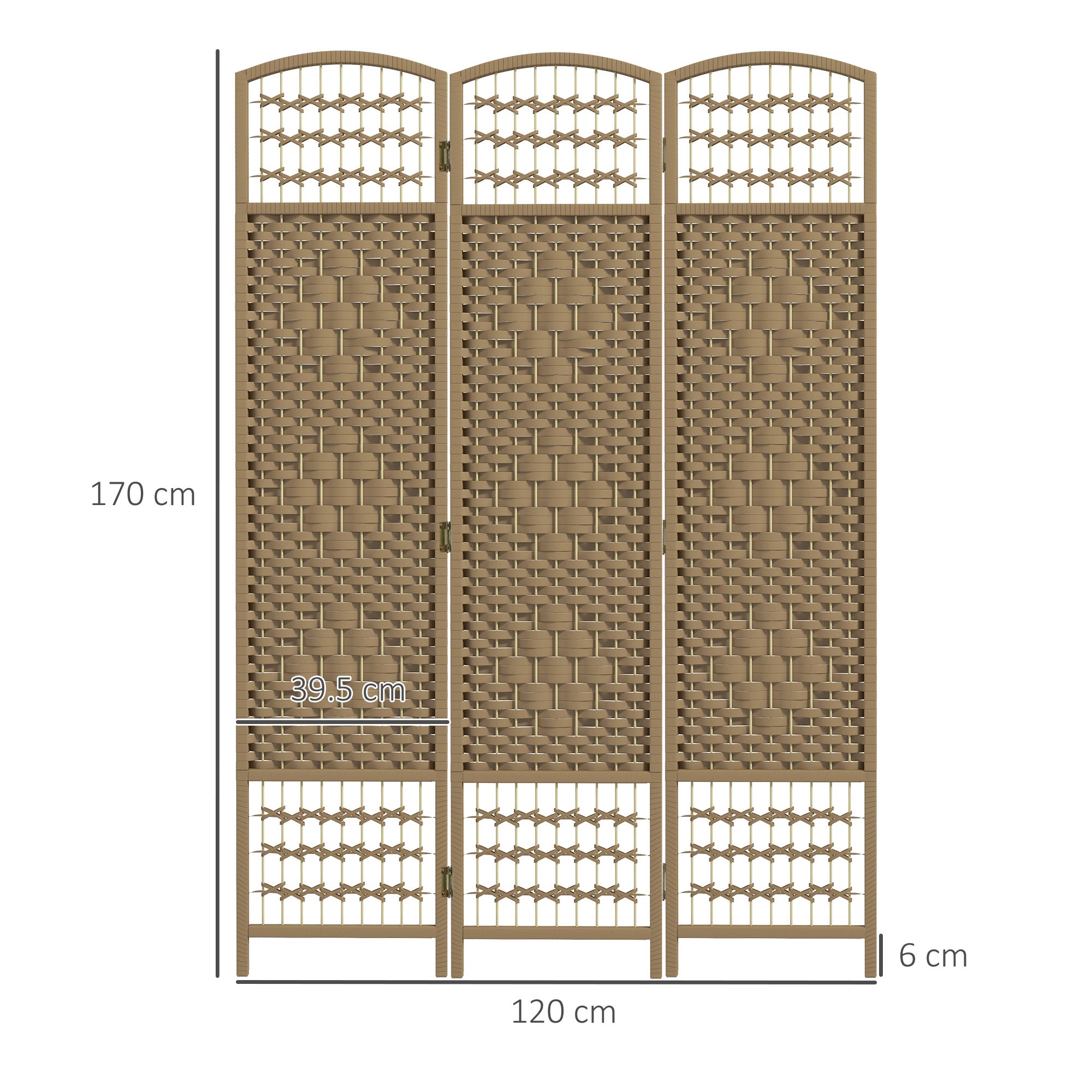 HOMCOM 3 Panel Folding Room Divider, Privacy Screen, Freestanding Paravent Partition Separator Natural Wood
