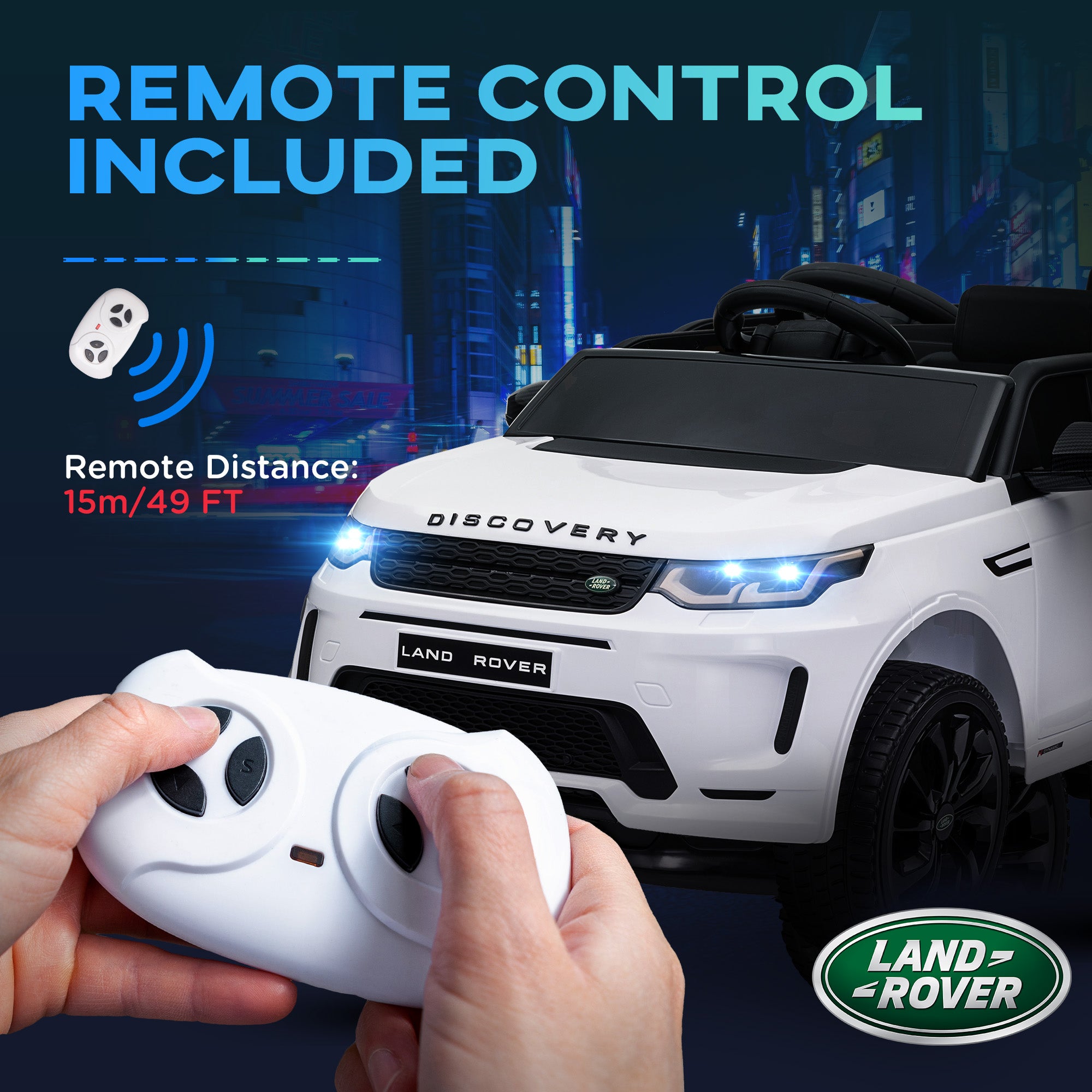 AIYAPLAY Land Rover Discovery Sport Licensed 12V Kids Ride on Car w/ Remote Control, Lights Music Horn, for 3-6 Years White - North Peak Garden Furniture