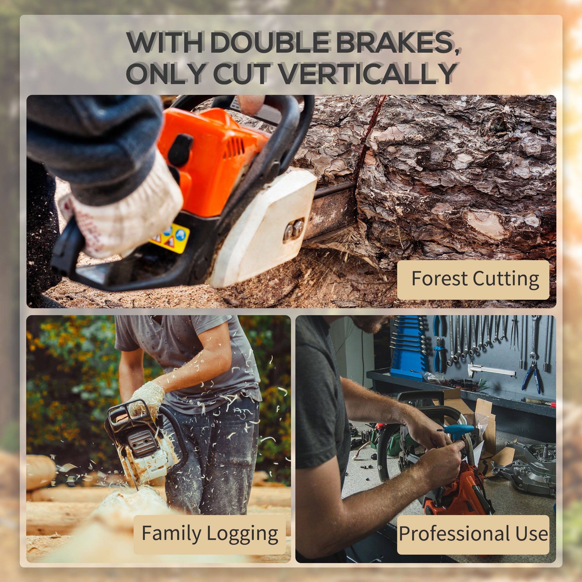 DURHAND Aluminium Electric Chainsaw with Double Brake Protection and Blade Cover, 2000 W, 40 cm, for Wood, Trees and Branches, Orange - North Peak Garden Furniture