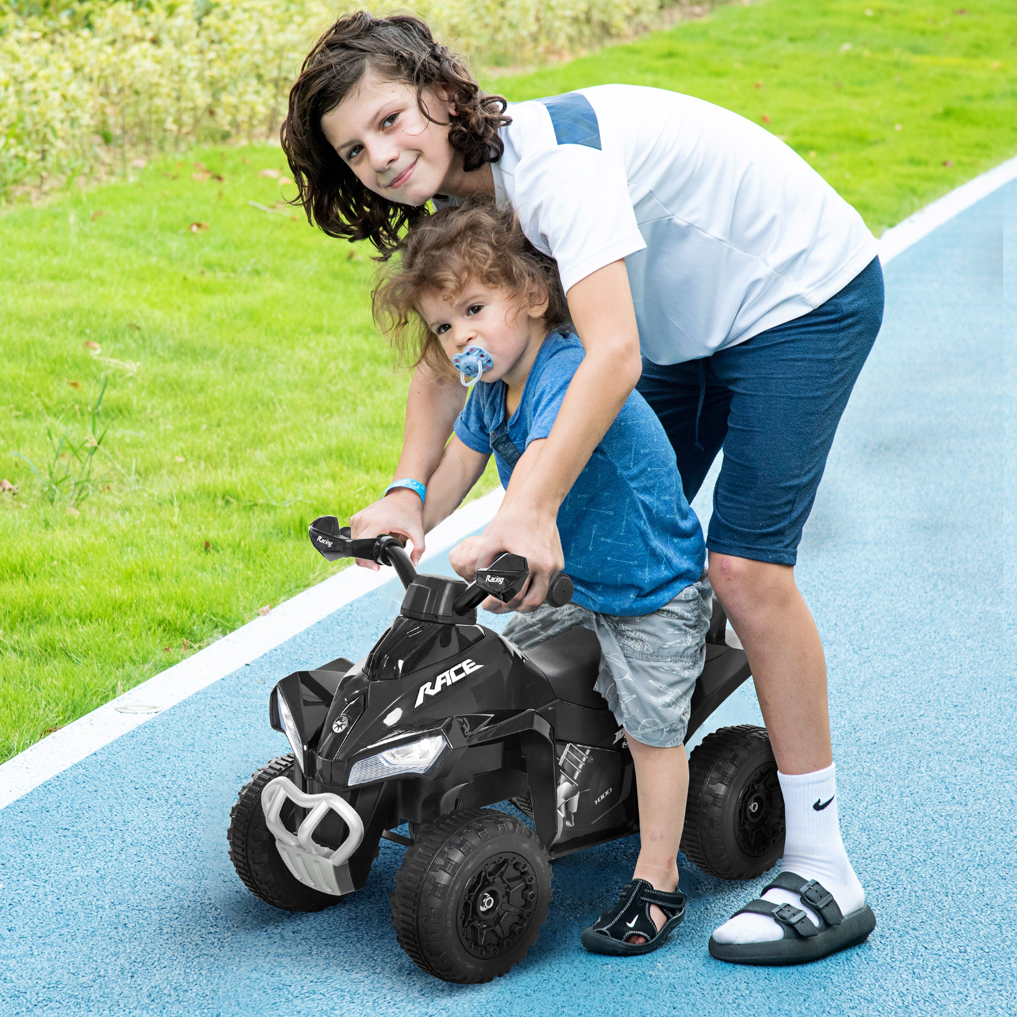 HOMCOM No Power Kids Ride on Toy Foot-to-Floor Sliding Quad for 18-36 Months, Black - North Peak Garden Furniture