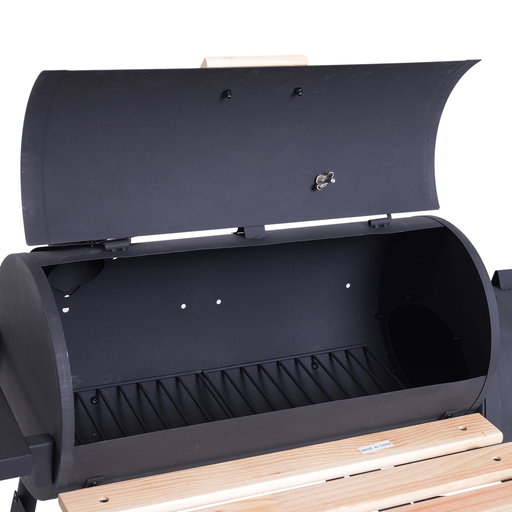 Outsunny Charcoal Barbecue Grill Garden Portable BBQ  Trolley w/ Offset Smoker Combo, Handy Shelves and On-lid Thermometer