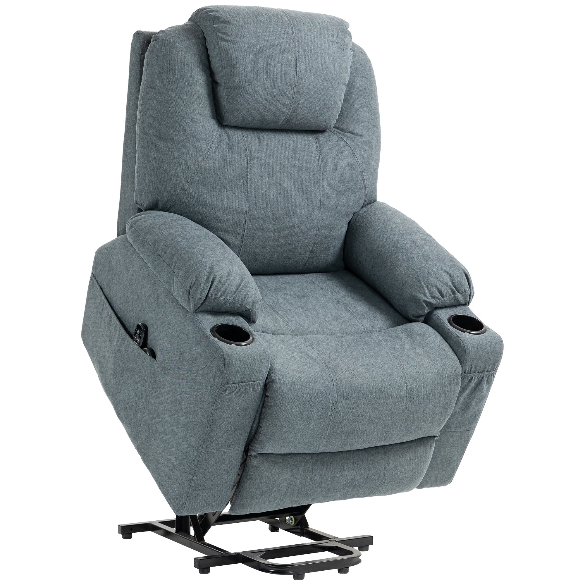 HOMCOM Lift-And-Recline Massage Armchair, with Heat - Grey - North Peak Garden Furniture