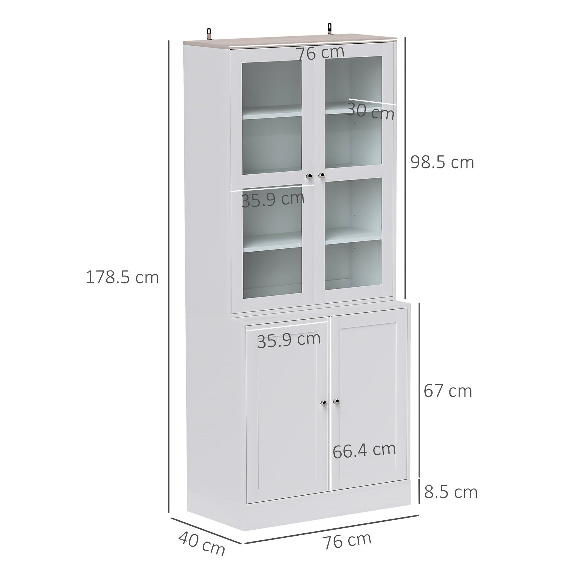 HOMCOM Double Storage Display Cabinet - White - North Peak Garden Furniture