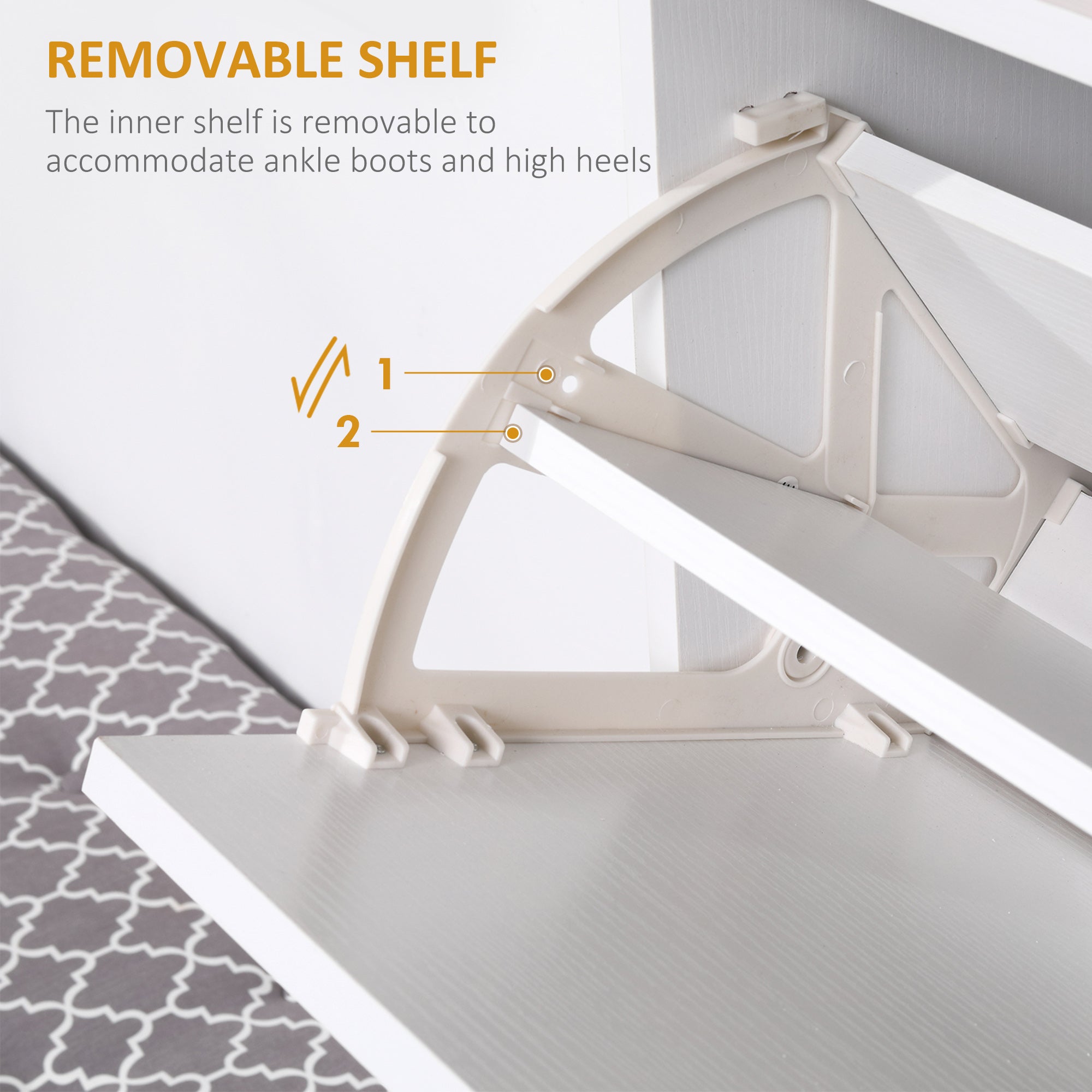 HOMCOM Shoe Storage Cabinet Footwear Organiser Rack Hallway Space-saving w/ 3 Drawers -White