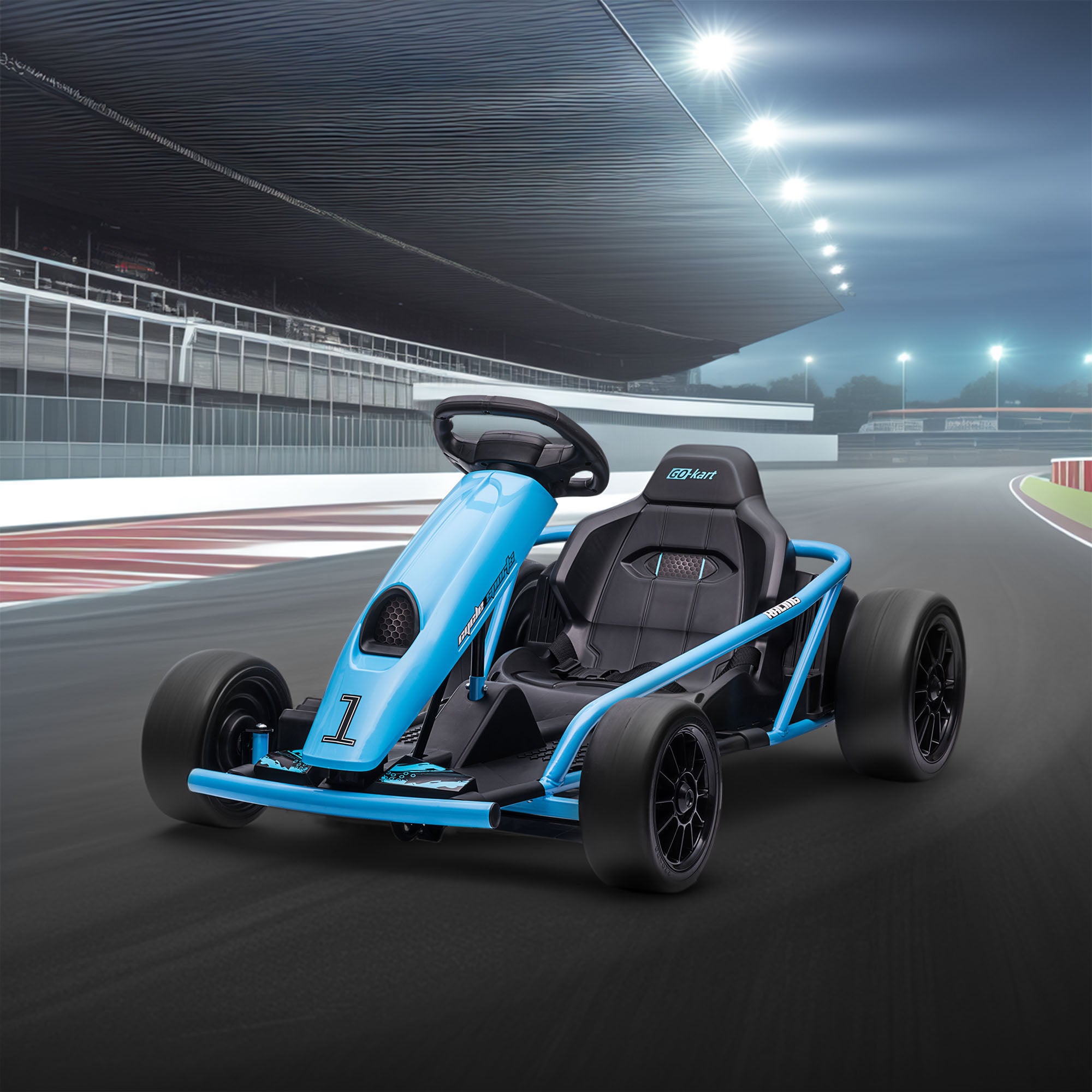 HOMCOM 24V Electric Go Kart for Kids, Drift Ride-On Racing Go Kart with 2 Speeds, for Boys Girls Aged 8-12 Years Old, Blue - North Peak Garden Furniture