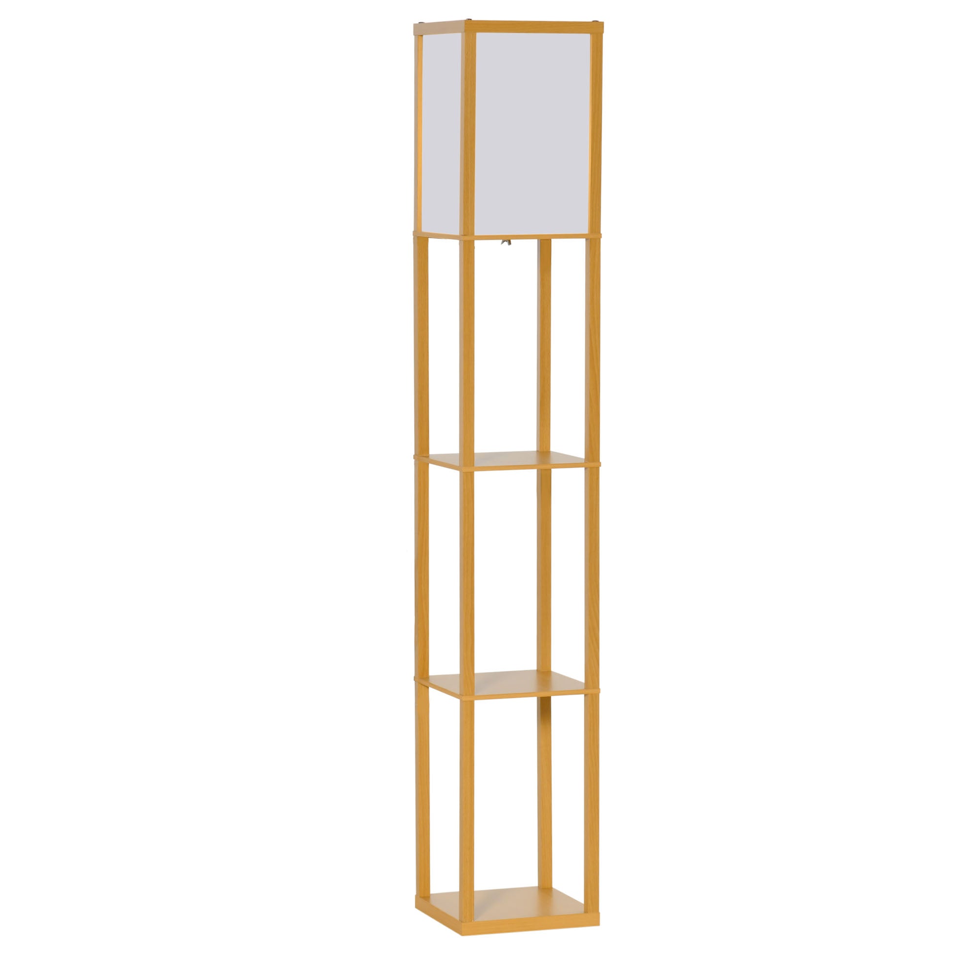 HOMCOM 3-Tier Floor Lamp, Floor Light with Storage Shelf, Reading Standing Lamp for Living Room, Bedroom, Kitchen, Dining Room, Office, Dorm, 160cm, Natural - North Peak Garden Furniture