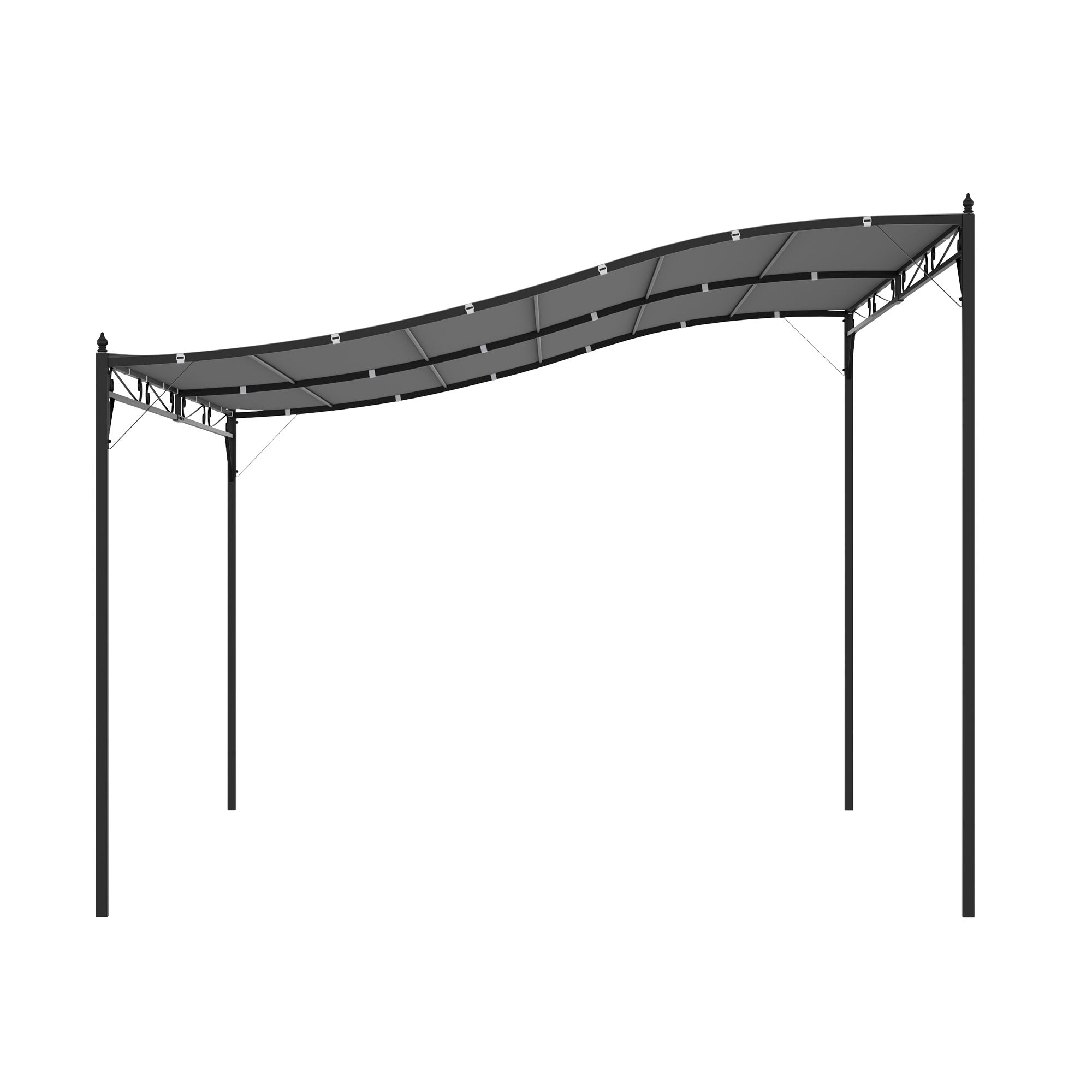 Outsunny 4 x 3 Meters Canopy Metal Wall Gazebo Awning Garden Marquee Shelter Door Porch - Grey - North Peak Garden Furniture