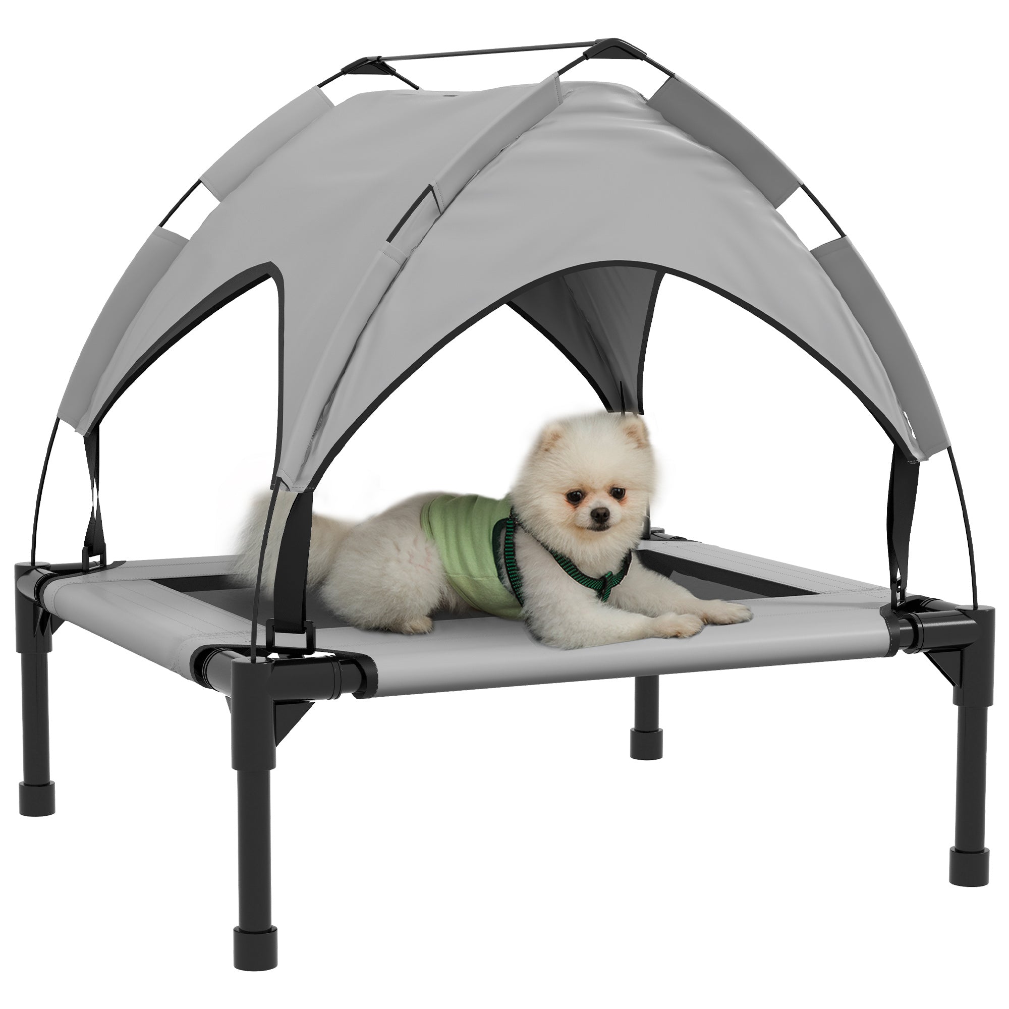 PawHut Cooling Raised Pet Bed w/ Washable Breathable Mesh, for Small Medium Dogs, 76 x 61 x 69.5cm - Light Grey - North Peak Garden Furniture