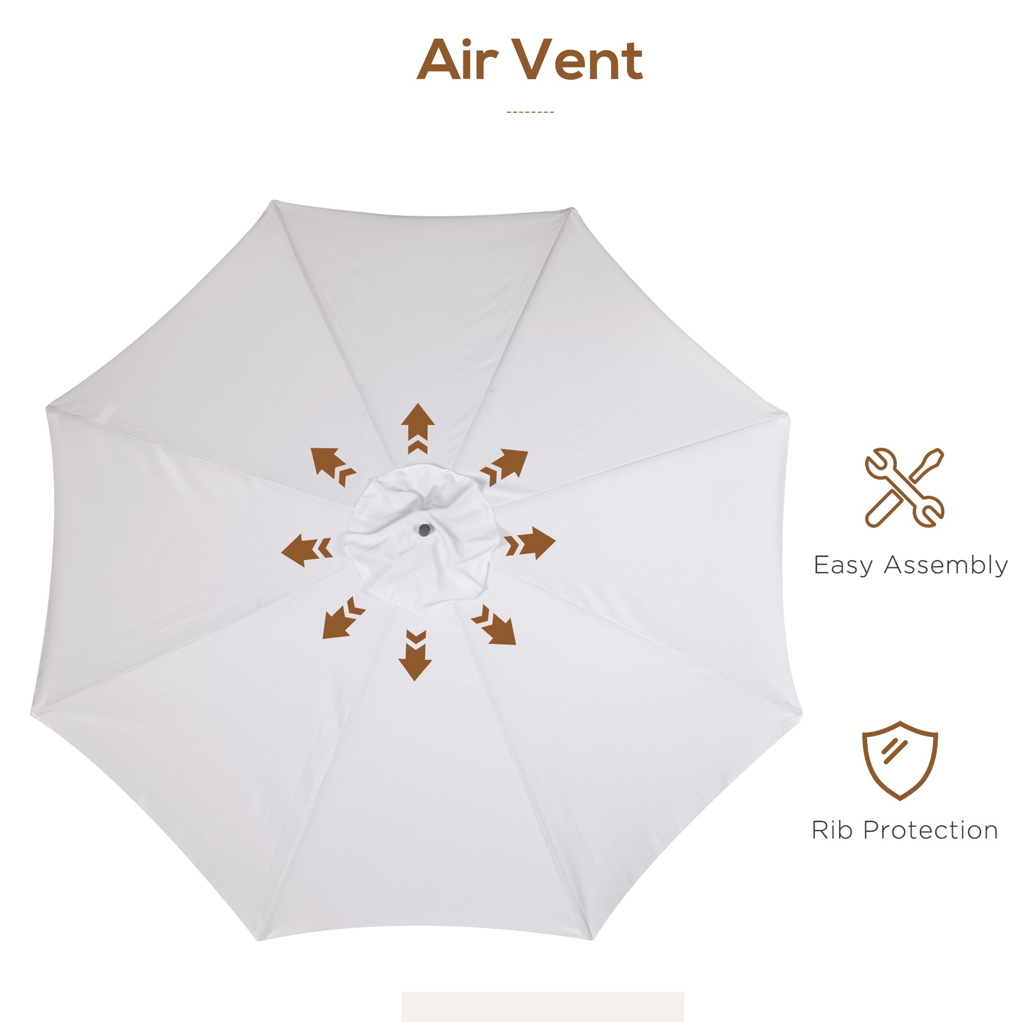 Outsunny 3.3m Elegant Wooden Parasol - Cream