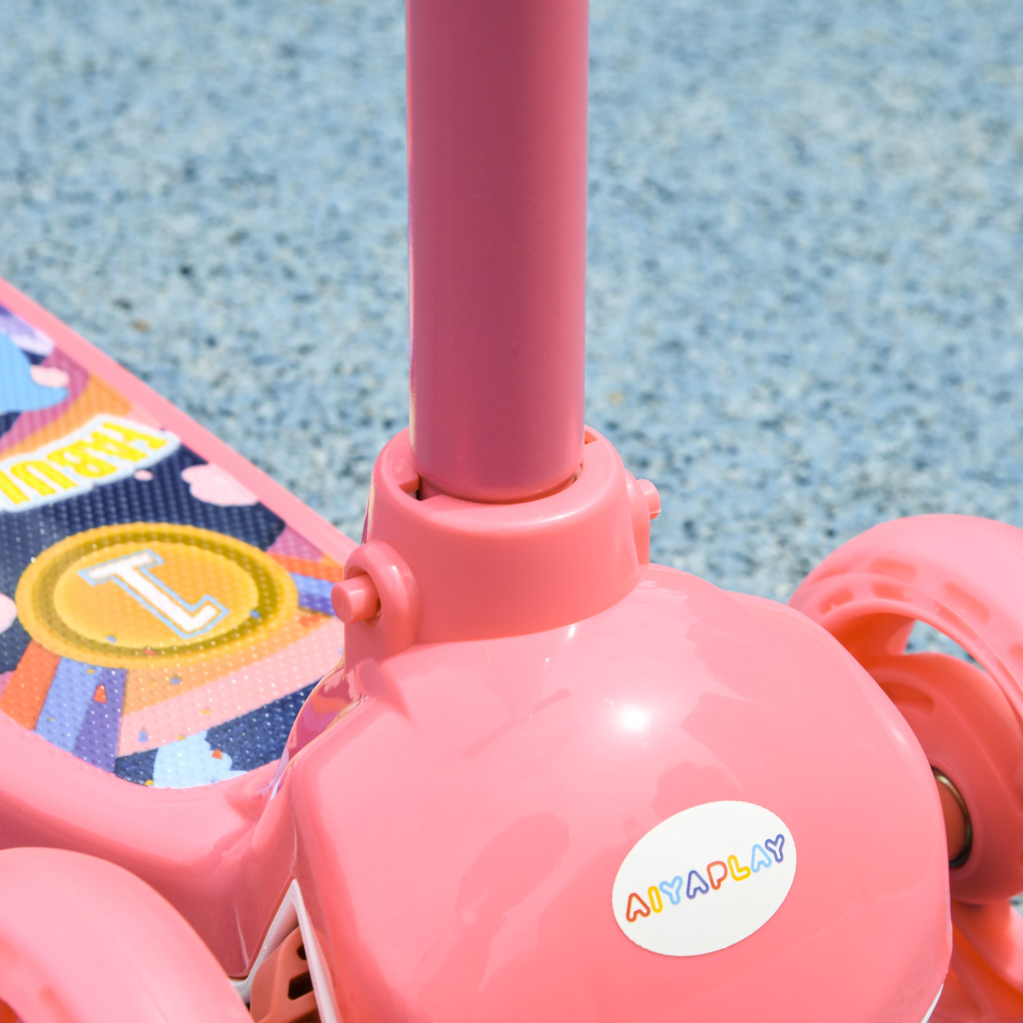 AIYAPLAY Kids 3 Wheel Scooter for 2-6 Years Old w/ Adjustable Height, LED Light, TPE Handlebar, Pink - North Peak Garden Furniture