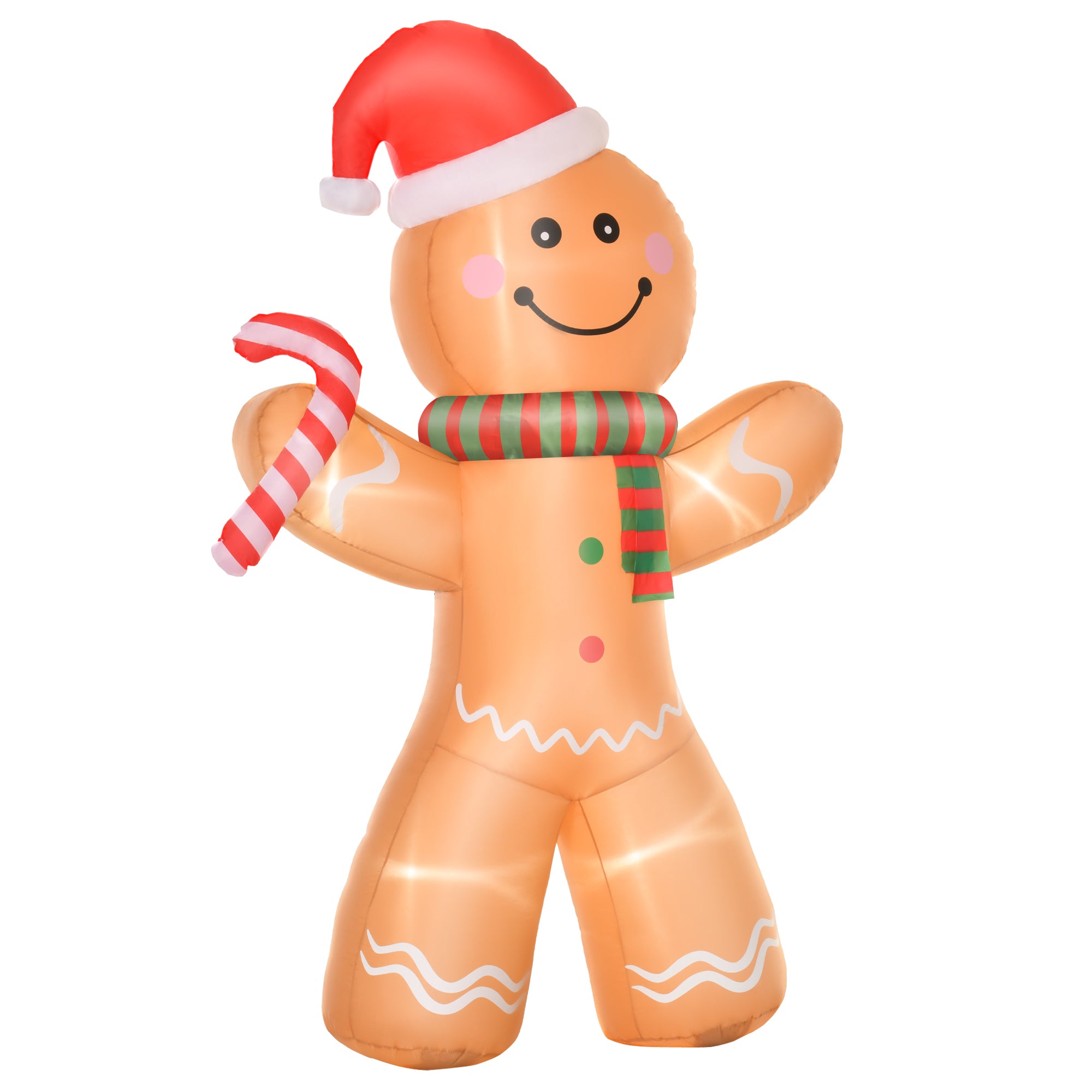 HOMCOM 8ft Christmas Inflatable Gingerbread Man, Lighted Blow Up Yard Decor Indoor Outdoor Garden Lawn Party Prop - North Peak Garden Furniture