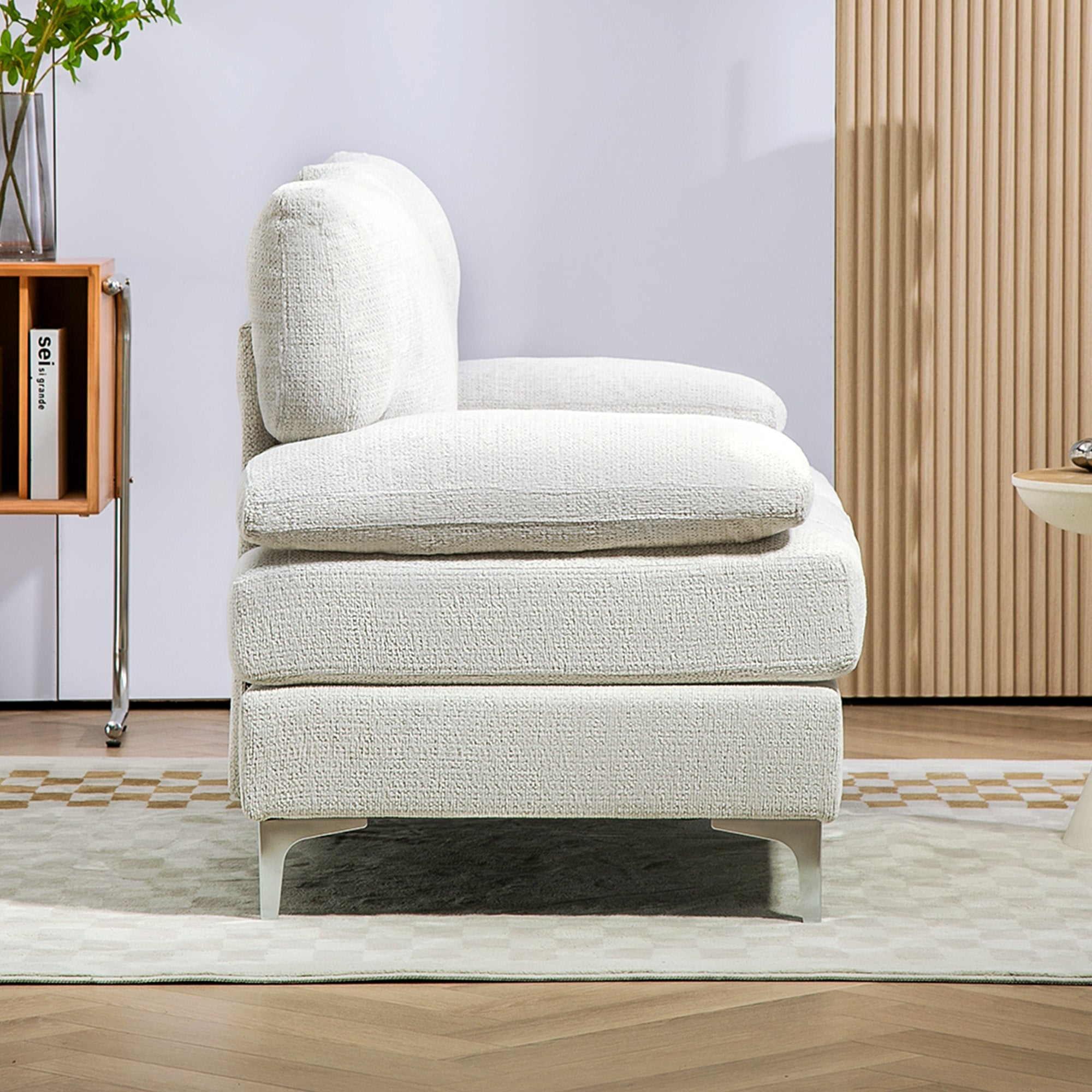 HOMCOM 2 Seater Sofa, Modern Fabric Loveseat with Spring Cushion and Metal Legs, Small Couch for Living Room, Bedroom, Home Office, Reception, Cream White - North Peak Garden Furniture