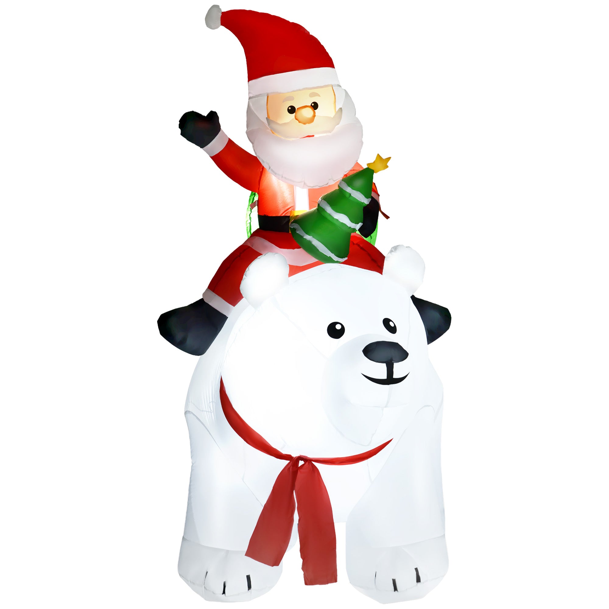 Outsunny 6.6ft Inflatable Santa Riding Polar Bear Decoration - North Peak Garden Furniture