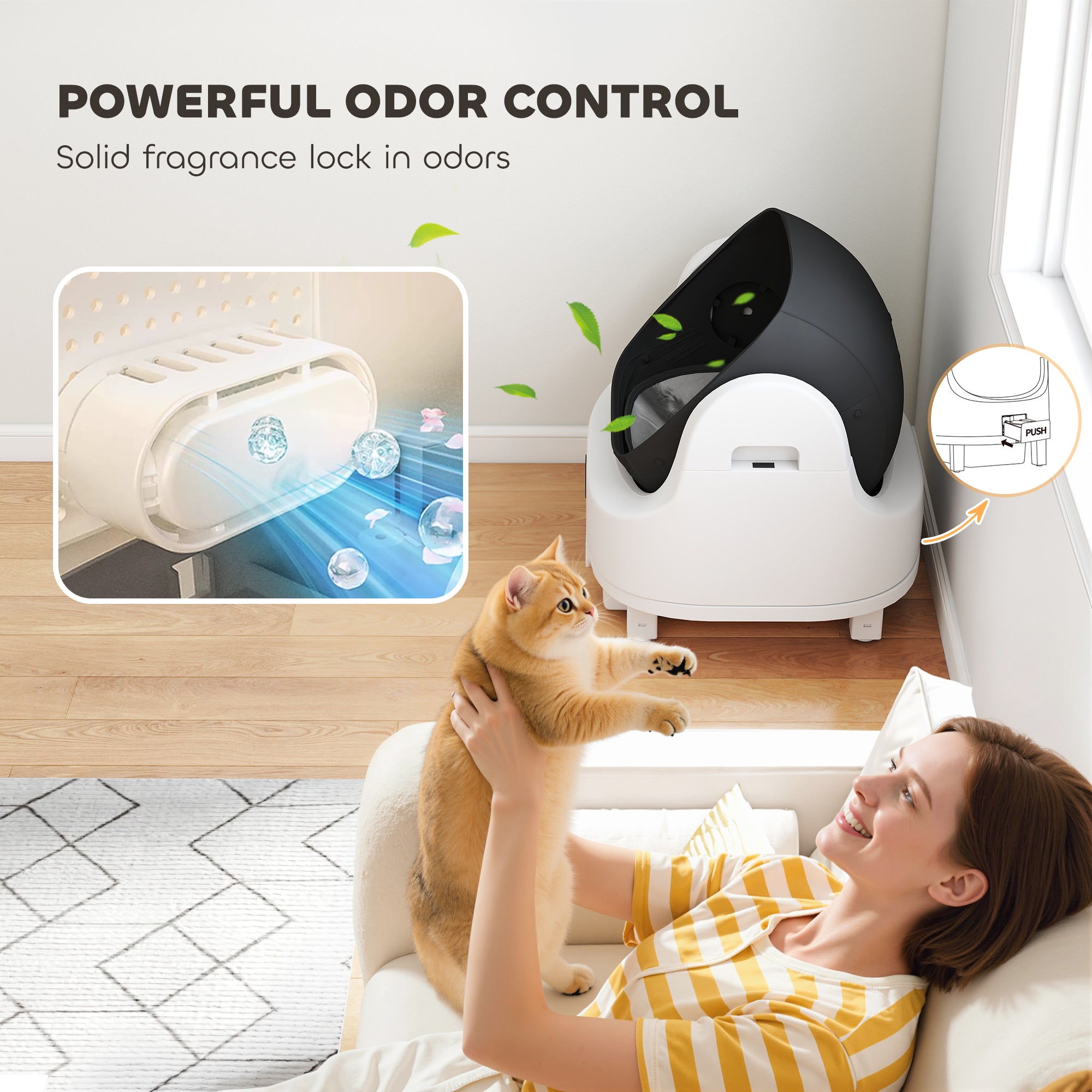 PawHut Self Cleaning Cat Litter Tray Top Opening Design, Automatic Litter Box More Space with Integrated Security Protection