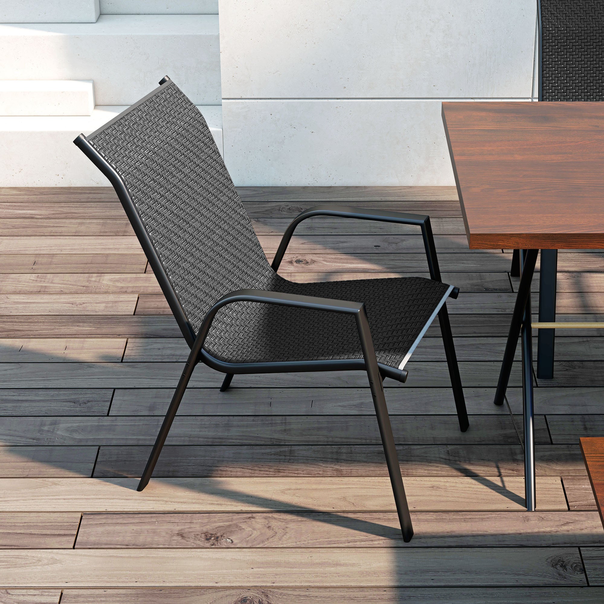 Outsunny Four-Piece Stacking Rattan Garden Seat Set - Grey - North Peak Garden Furniture