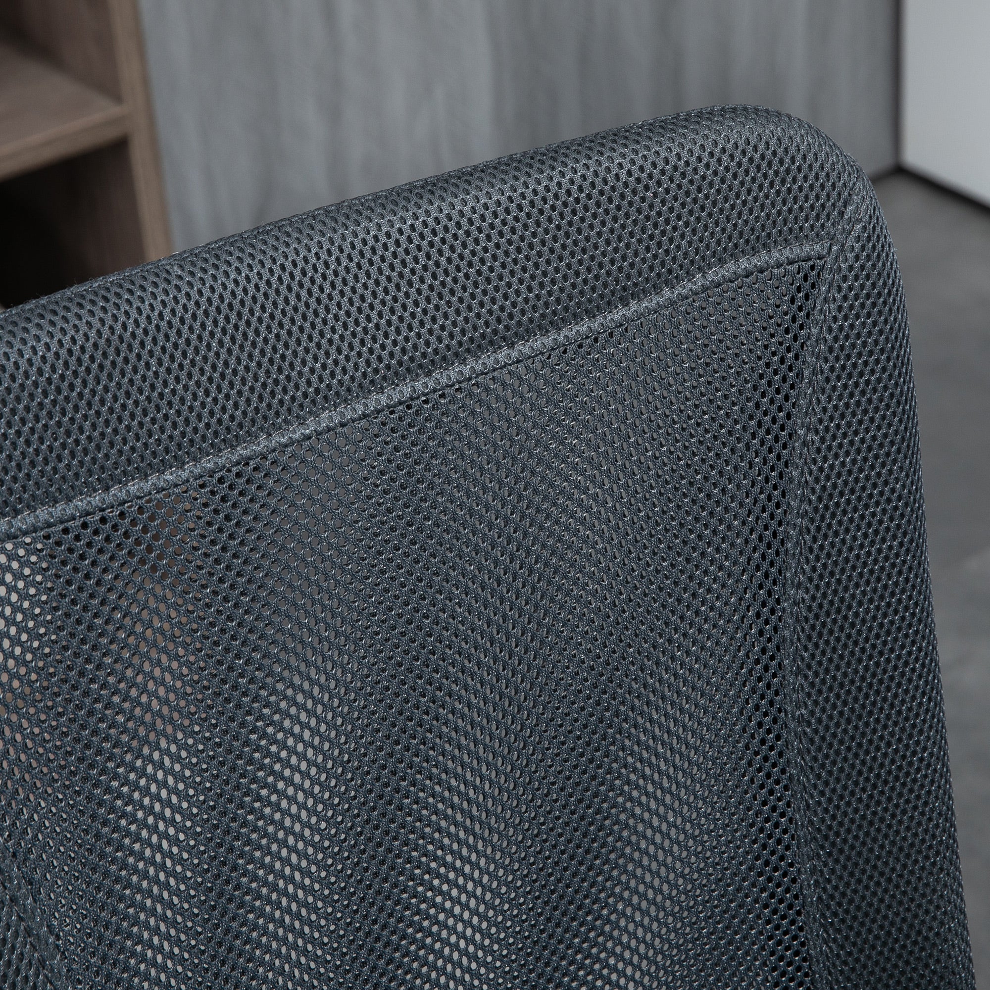 Vinsetto Computer Desk Chair, Mesh Office Chair with Adjustable Height and Swivel Wheels, Armless Study Chair, Dark Grey - North Peak Garden Furniture