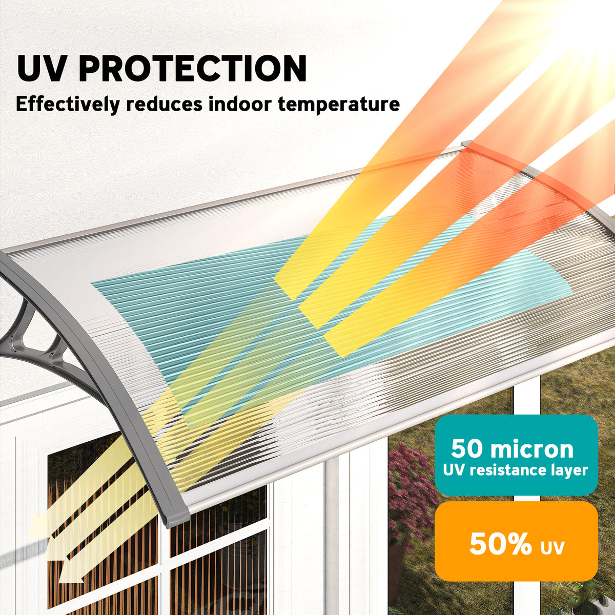 Outsunny Front Door Canopy, Outdoor Awning, Rain Shelter, 110 x 60cm, Grey