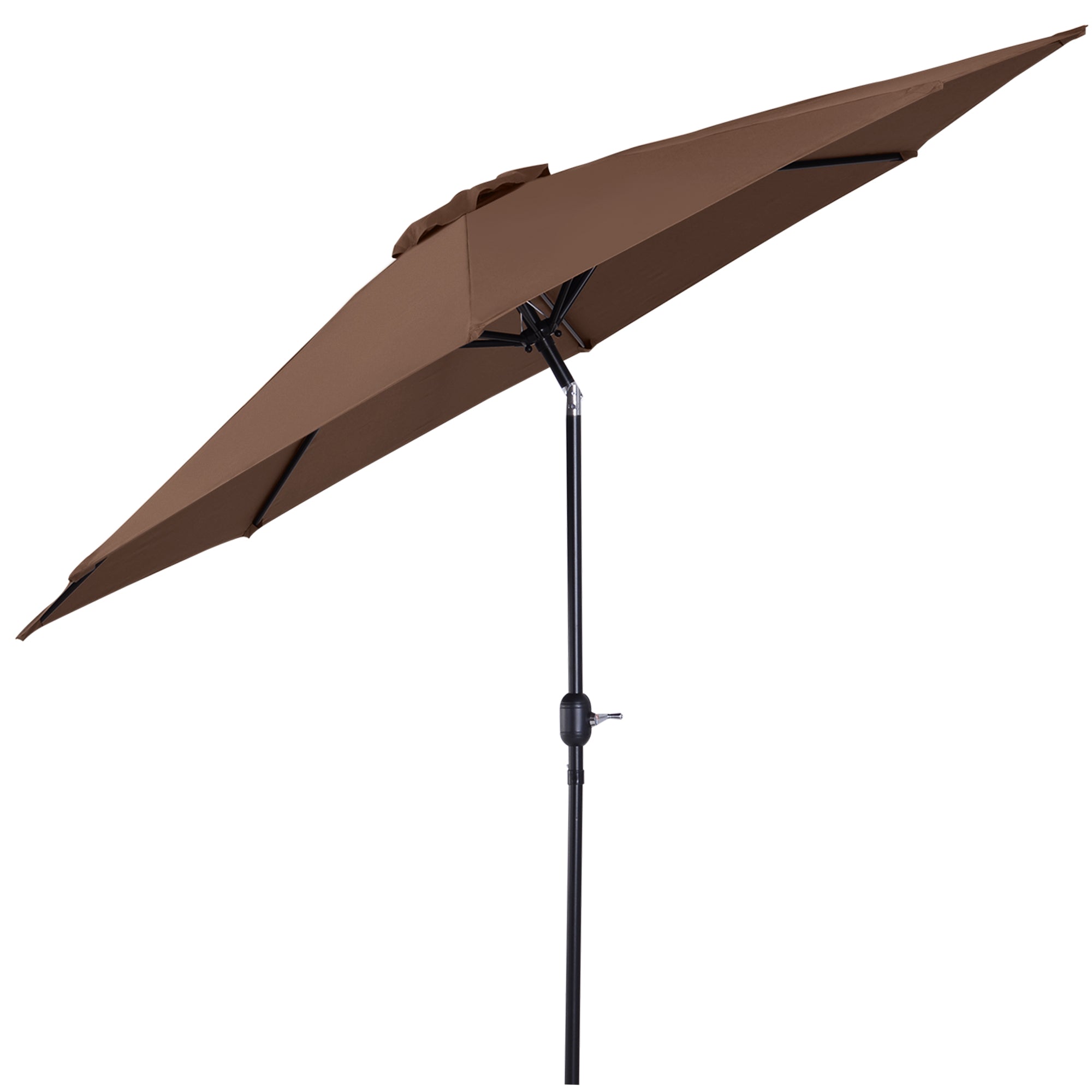 Outsunny 3(m) Tilting Parasol Garden Umbrellas, Outdoor Sun Shade with 8 Ribs, Tilt and Crank Handle for Balcony, Bench, Garden, Coffee