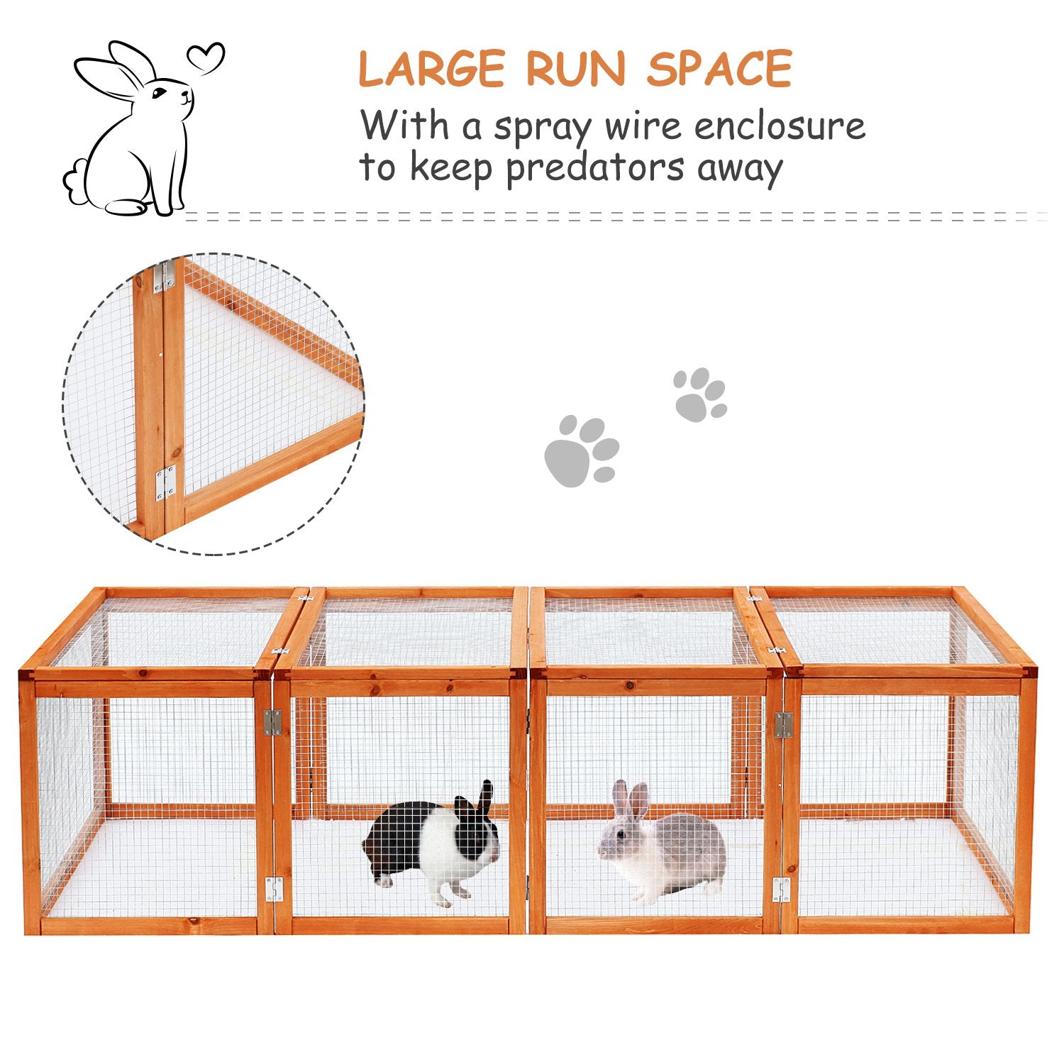 Pawhut Guinea Pigs Hutches W/ Mesh Wire, 181Lx100Wx 48H cm-Wood