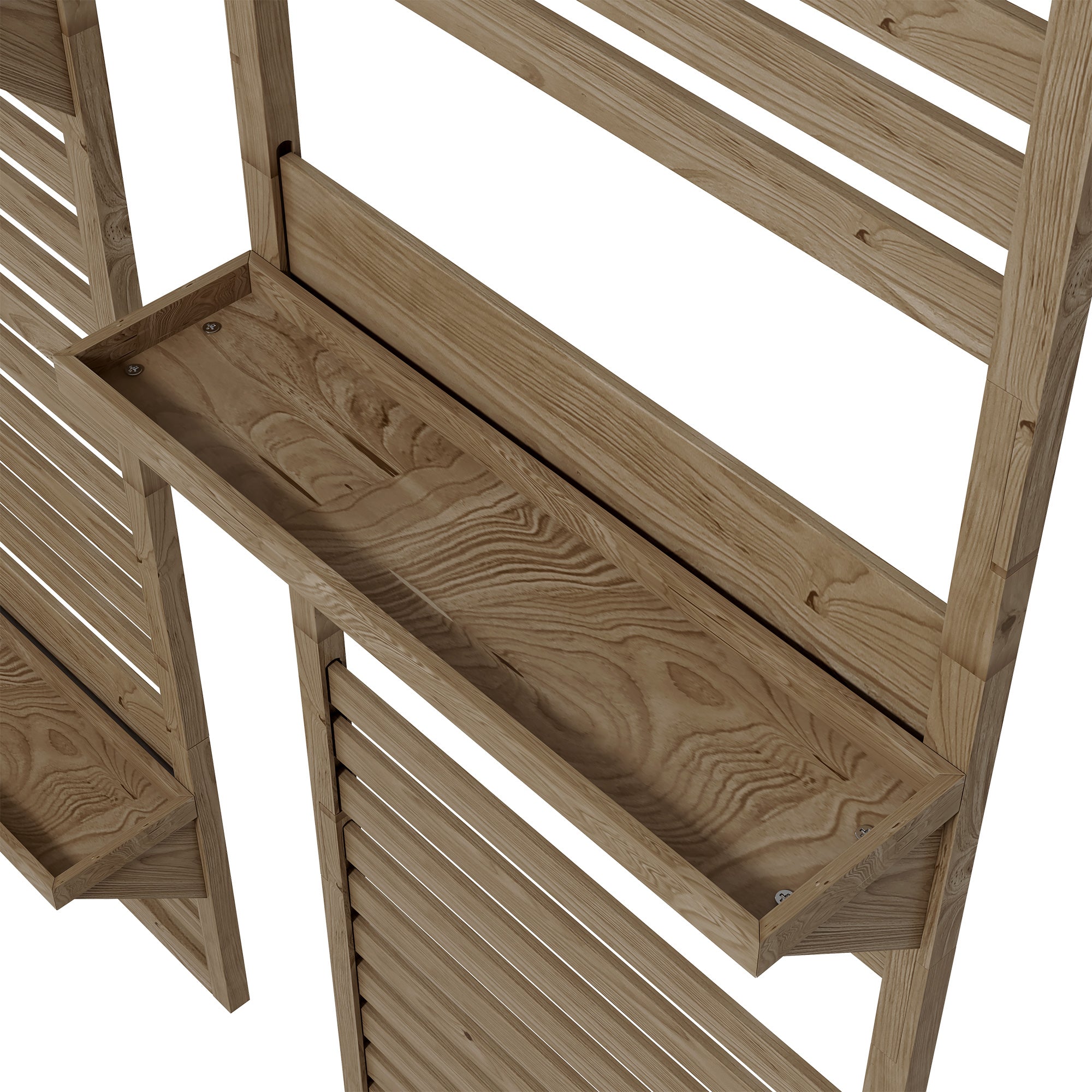 Outsunny Wall Mounted Plant Stands Set of 2, Fir Wood Flower Stand with Shelves and Slatted Trellis for Patio, Balcony, Porch - North Peak Garden Furniture