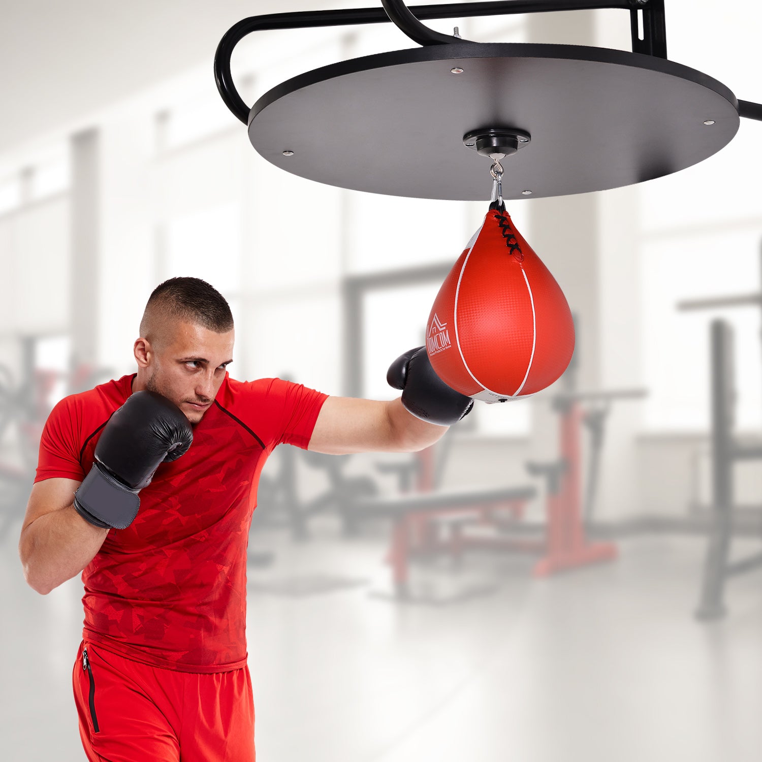 HOMCOM Wall-mounted Punching Ball Height Adjustable Hanging Speedball Platform Set Frame Stand Boxing Sports - North Peak Garden Furniture