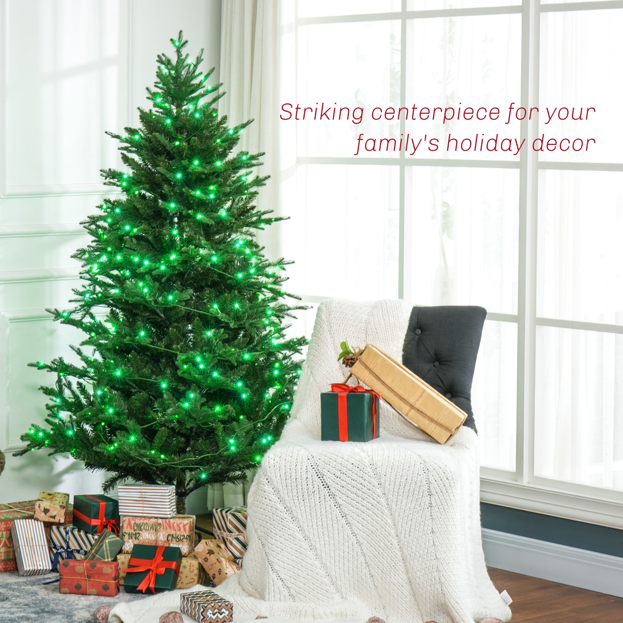 HOMCOM 6ft LED Lights Artificial Christmas Tree - North Peak Garden Furniture