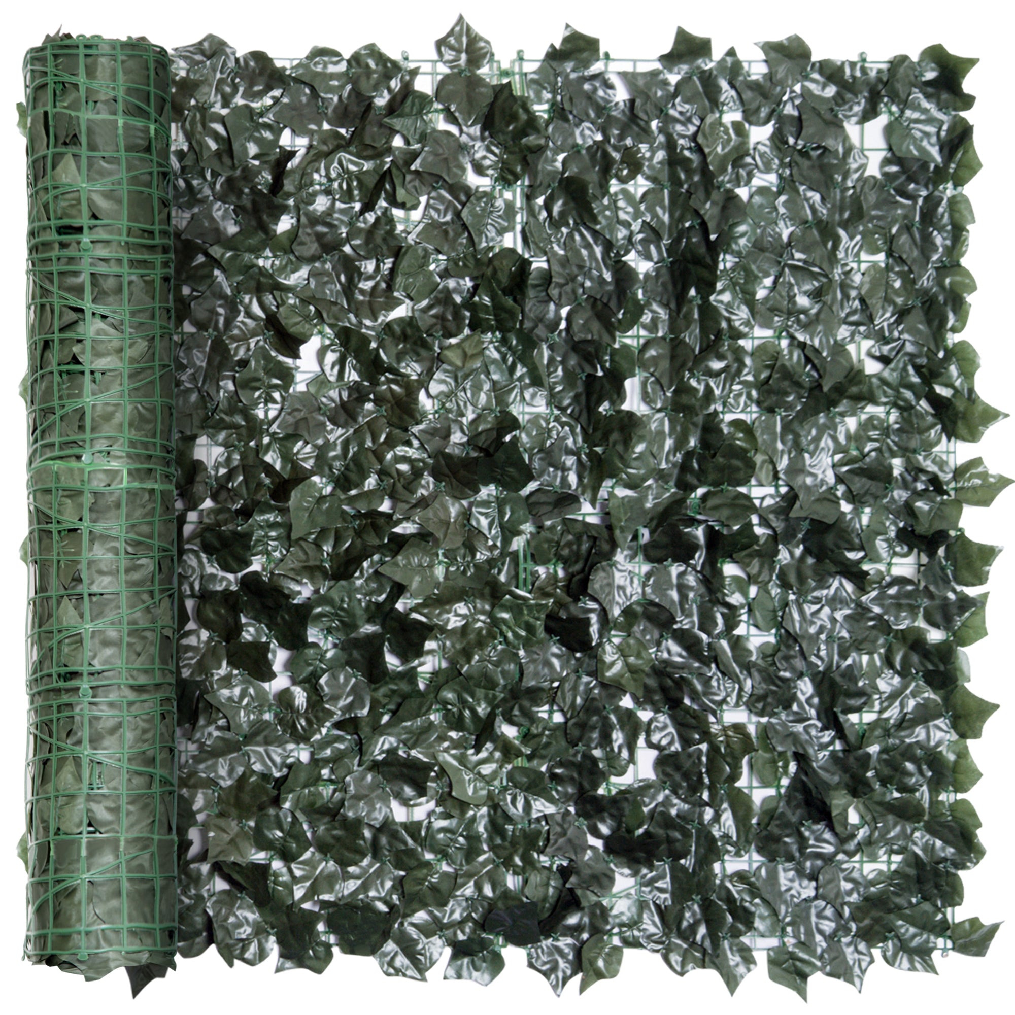 Outsunny Set of Two Artificial Leaf Hedge Screen Privacy Fence Panel for Garden Outdoor Indoor Decor, Dark Green, 3 x 1.5 m - North Peak Garden Furniture