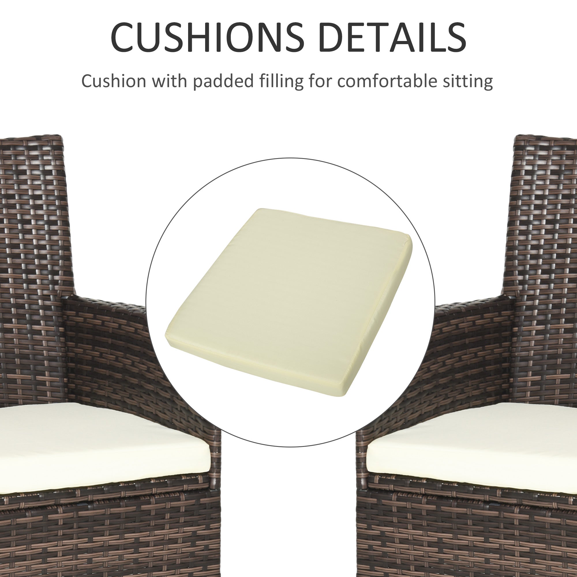 Outsunny 2 PC Outdoor Rattan Armchair Dining Chair Garden Patio Furniture w/ Armrests Cushions Mixed Brown - North Peak Garden Furniture