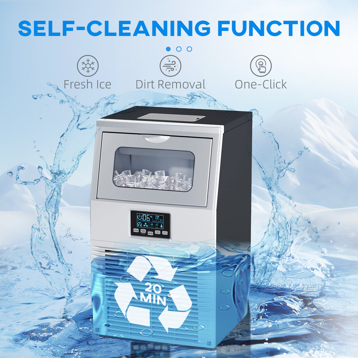 HOMCOM Commercial Ice Maker with 4kg Ice Storage - Silver Tone