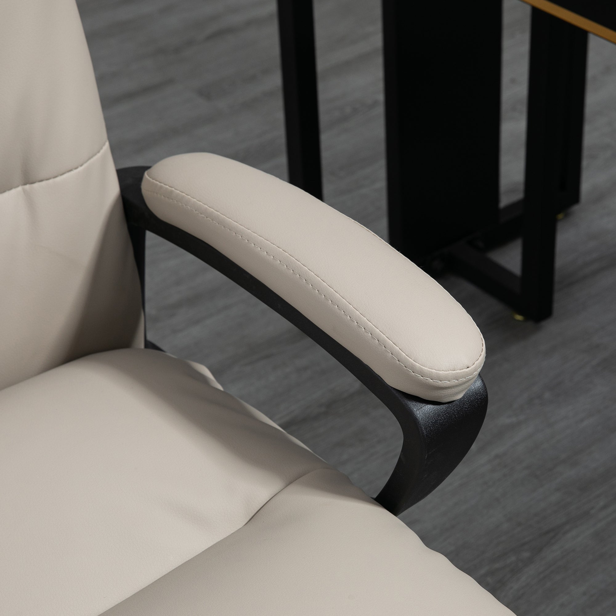 Vinsetto Ergonomic Computer Desk Chair, PU Leather Office Chair with Adjustable Height and Swivel Rolling Wheels for Work Study, Light Grey - North Peak Garden Furniture