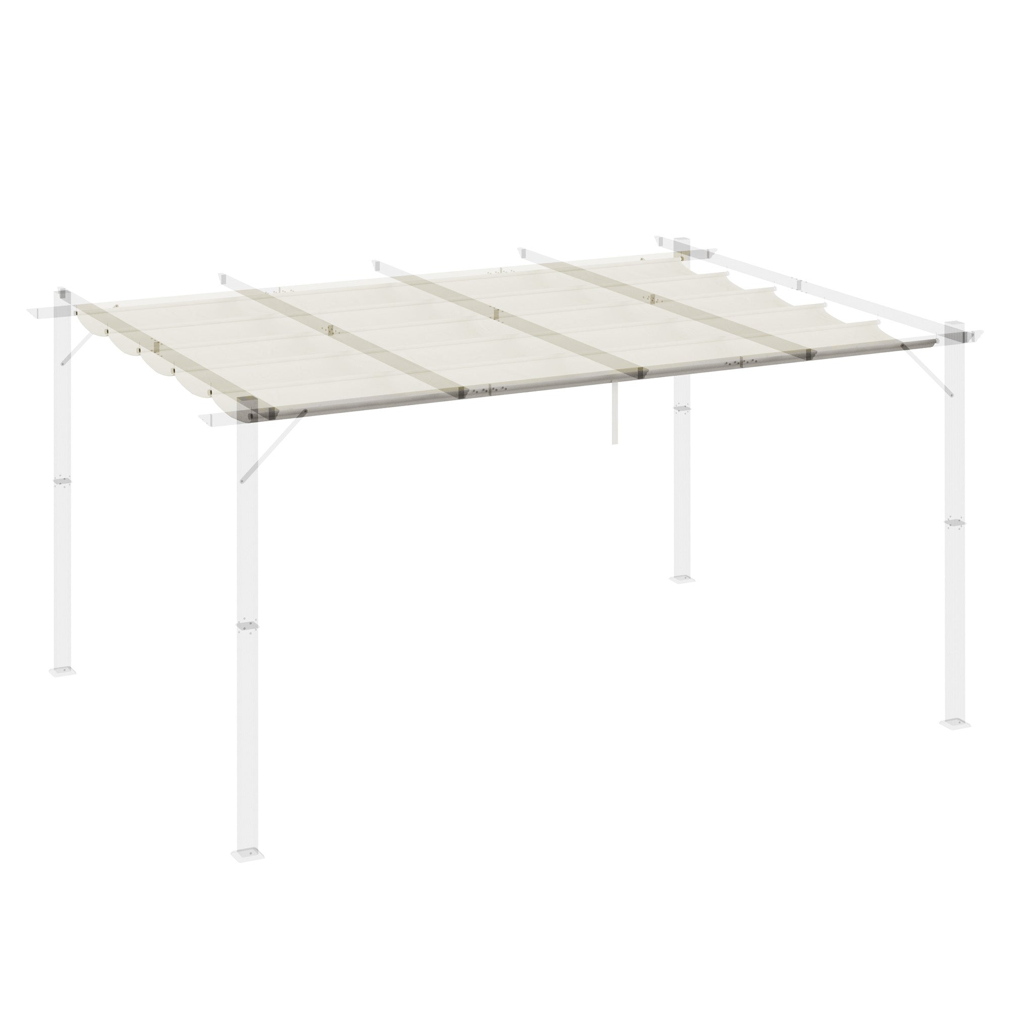 Outsunny Retractable Pergola Shade Cover, Replacement Canopy for 4 x 3 (m) Pergola, Retractable Roof, Cream White - North Peak Garden Furniture