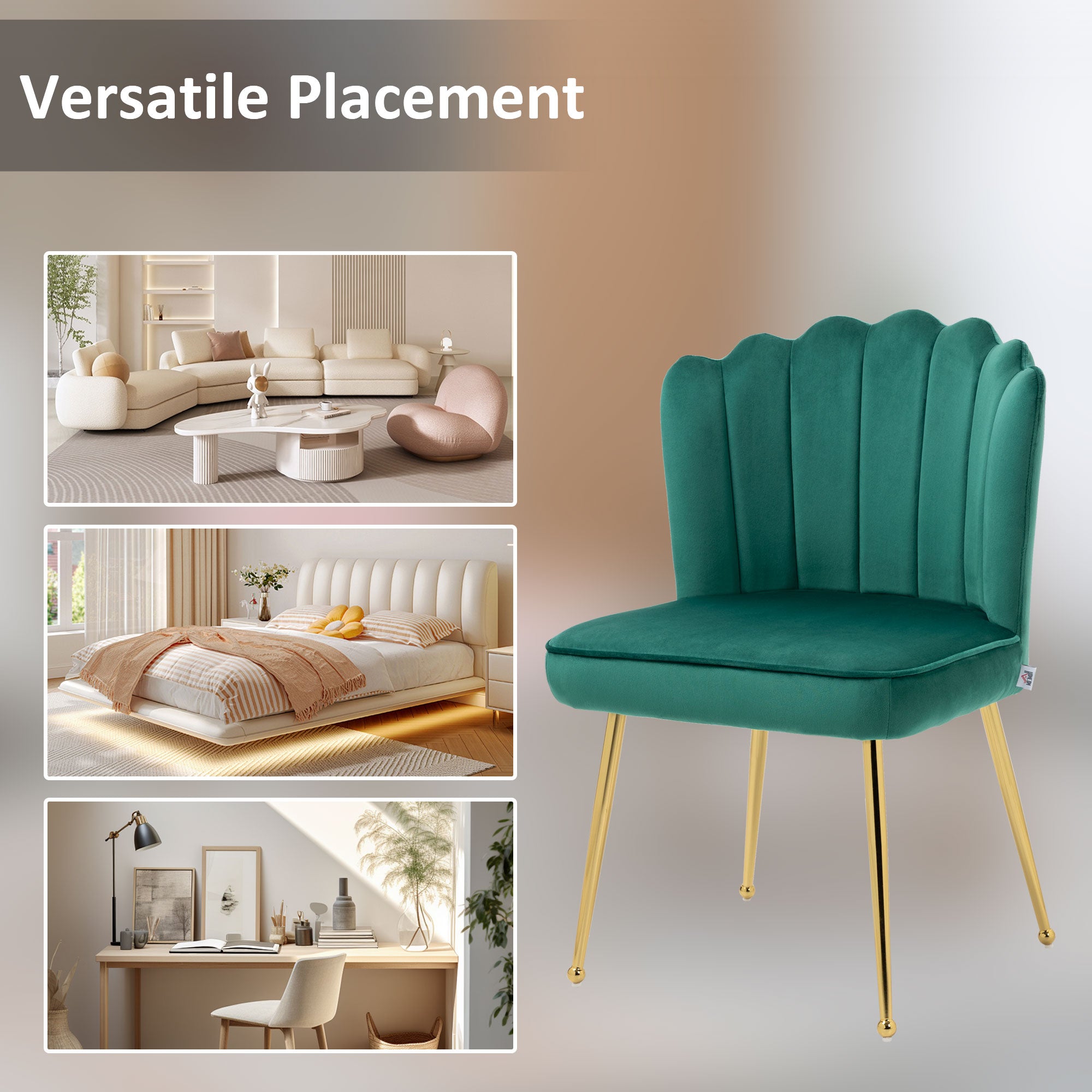 HOMCOM Velvet-Feel Shell Accent Chair - Green - North Peak Garden Furniture