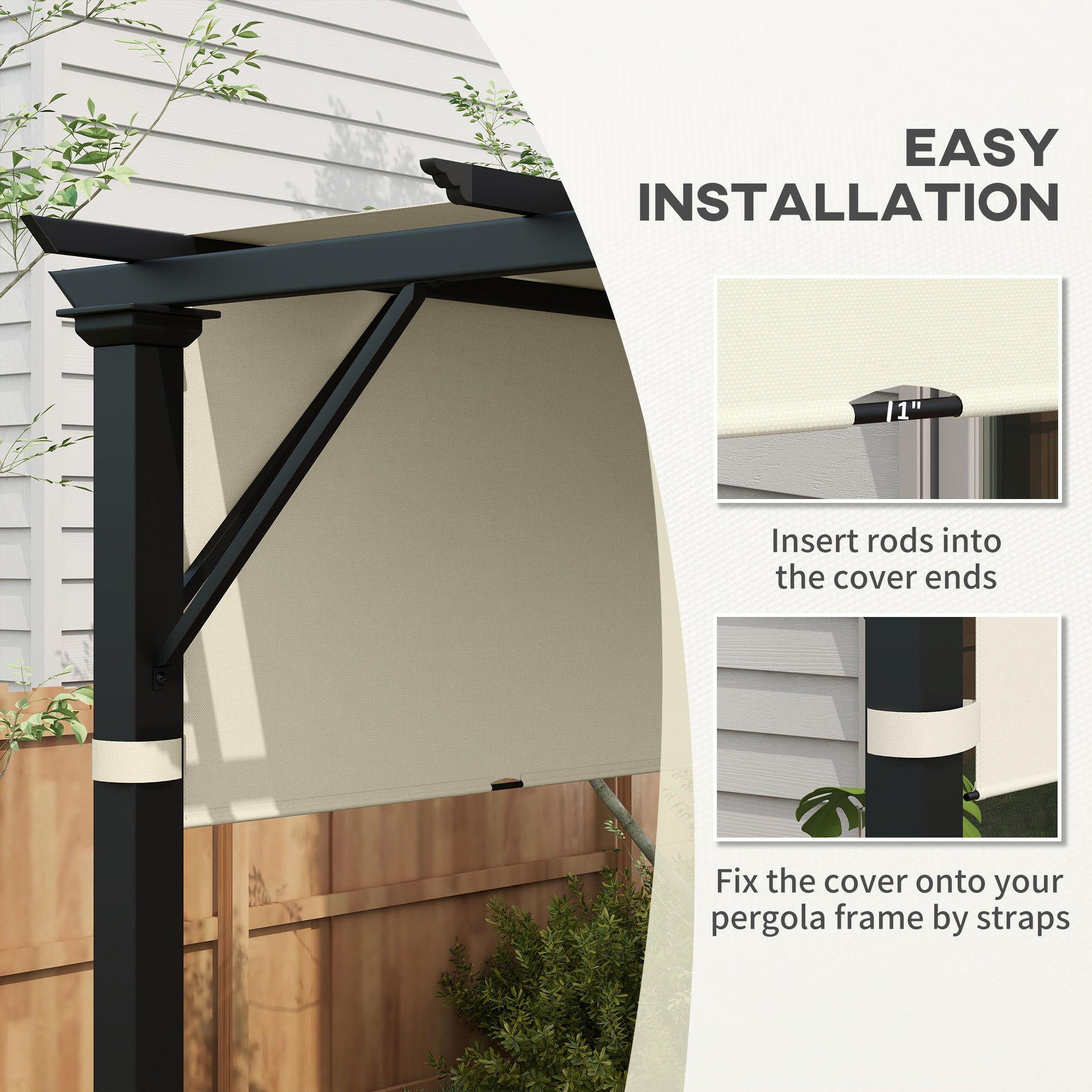 Outsunny 2 Pcs UV Protection Pergola Replacement Canopy, Pergola Shade Cover, Easy to Install, for 3 x 3(m) Pergola, Cream White - North Peak Garden Furniture