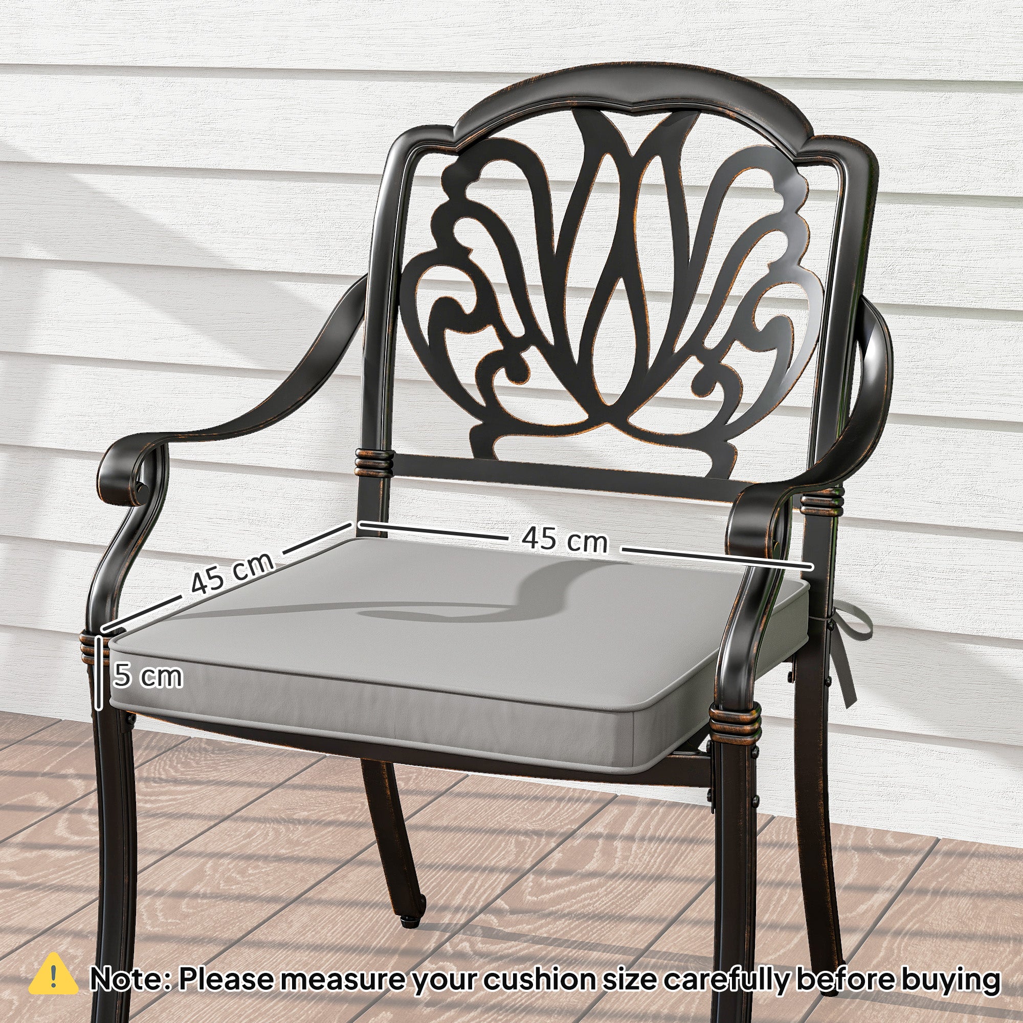 Outsunny Set of 2 Garden Chair Cushions - Light Grey - North Peak Garden Furniture