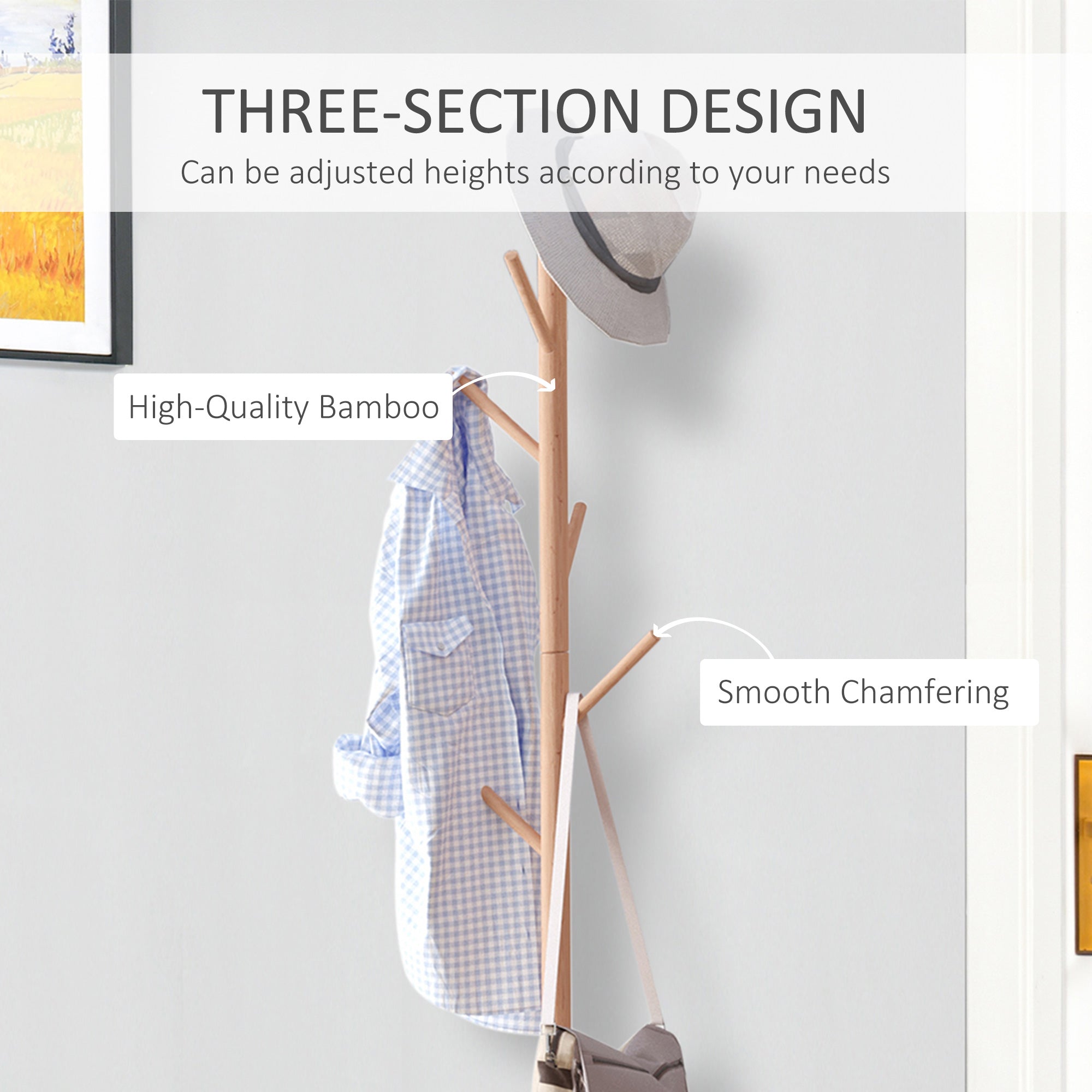 HOMCOM 180 cm Hallway Coat Rack Storage Bench Tree Hat Hanger Entryway Stand Garment Organiser Bedroom Living Room - North Peak Garden Furniture