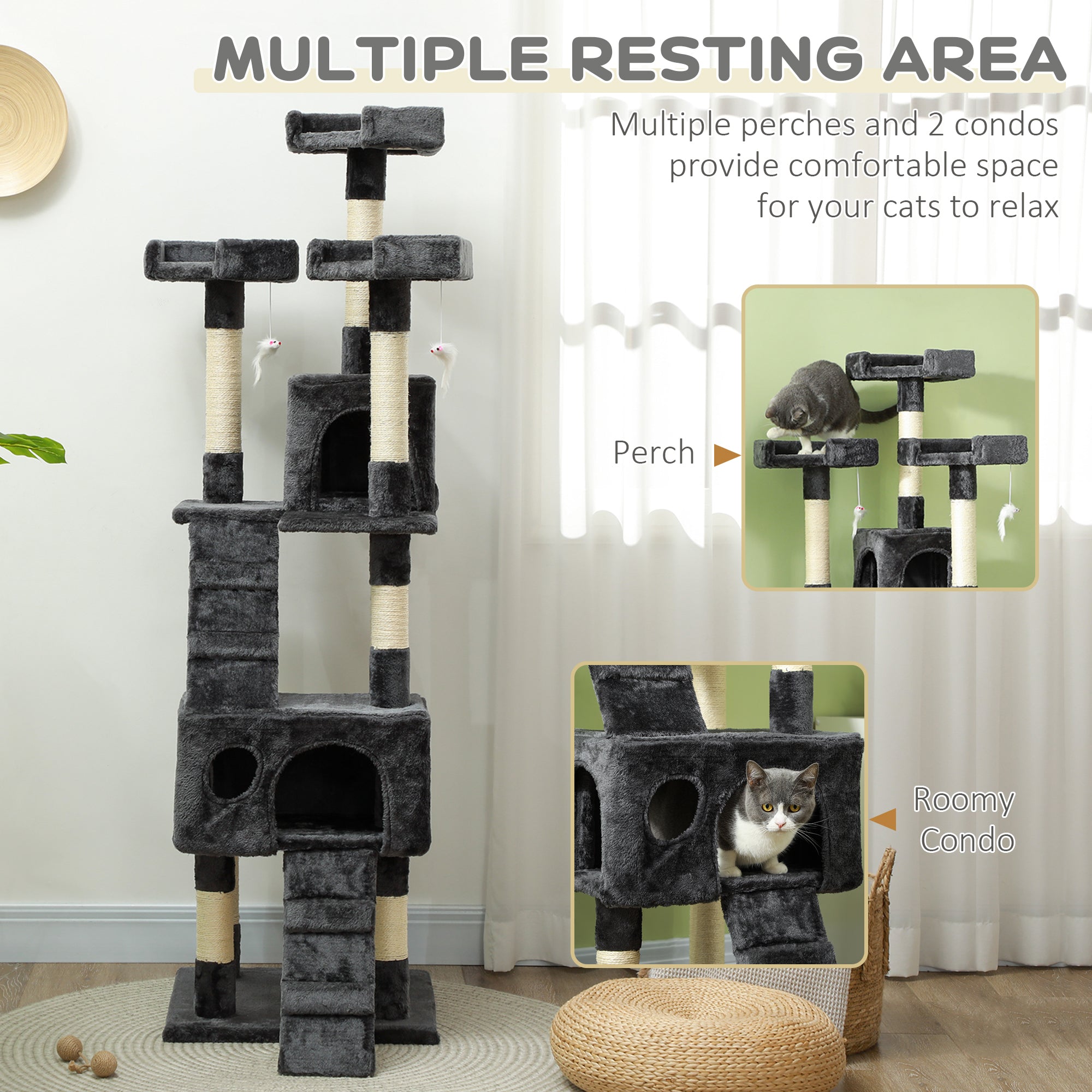 PawHut Cat Tree Scratching House, Activity Play Centre - North Peak Garden Furniture