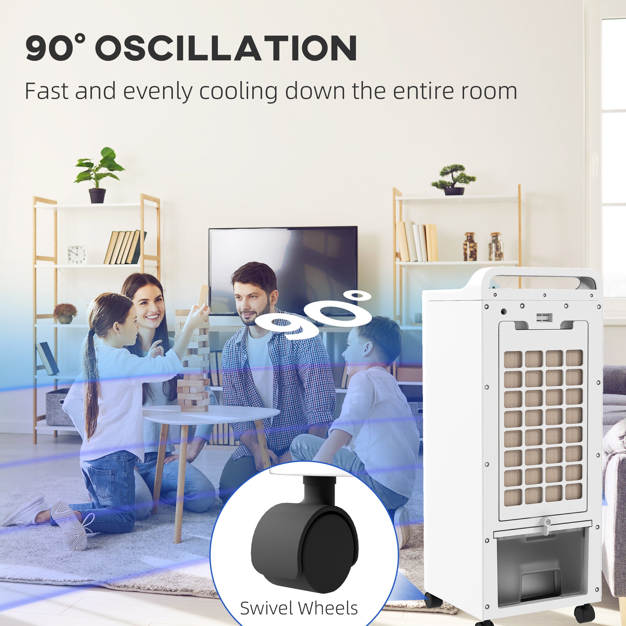 HOMCOM Three-Cool Air Conditioner, with Ice Pack and Remote - White