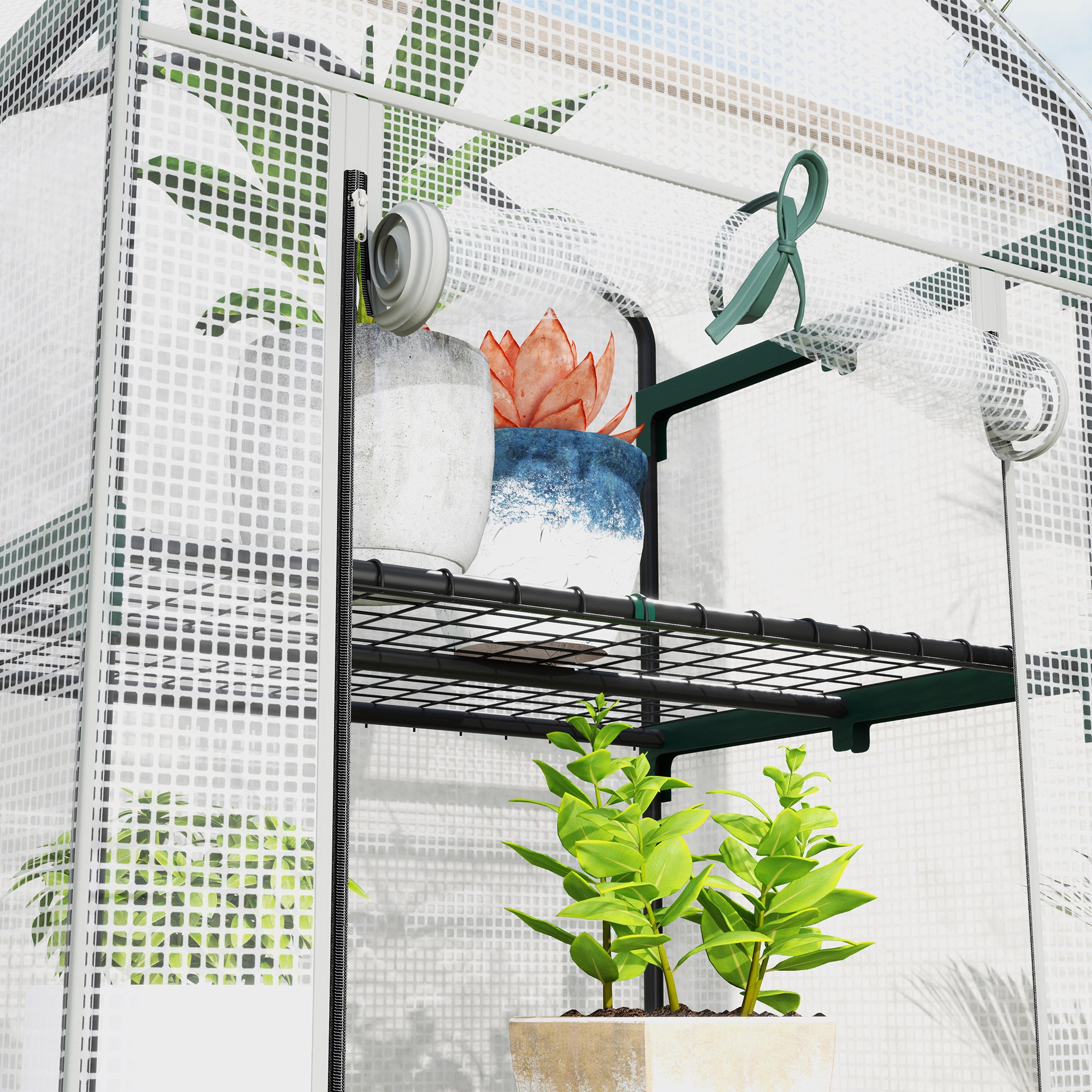 Outsunny 193cm Five Shelf Mini Greenhouse - White - North Peak Garden Furniture