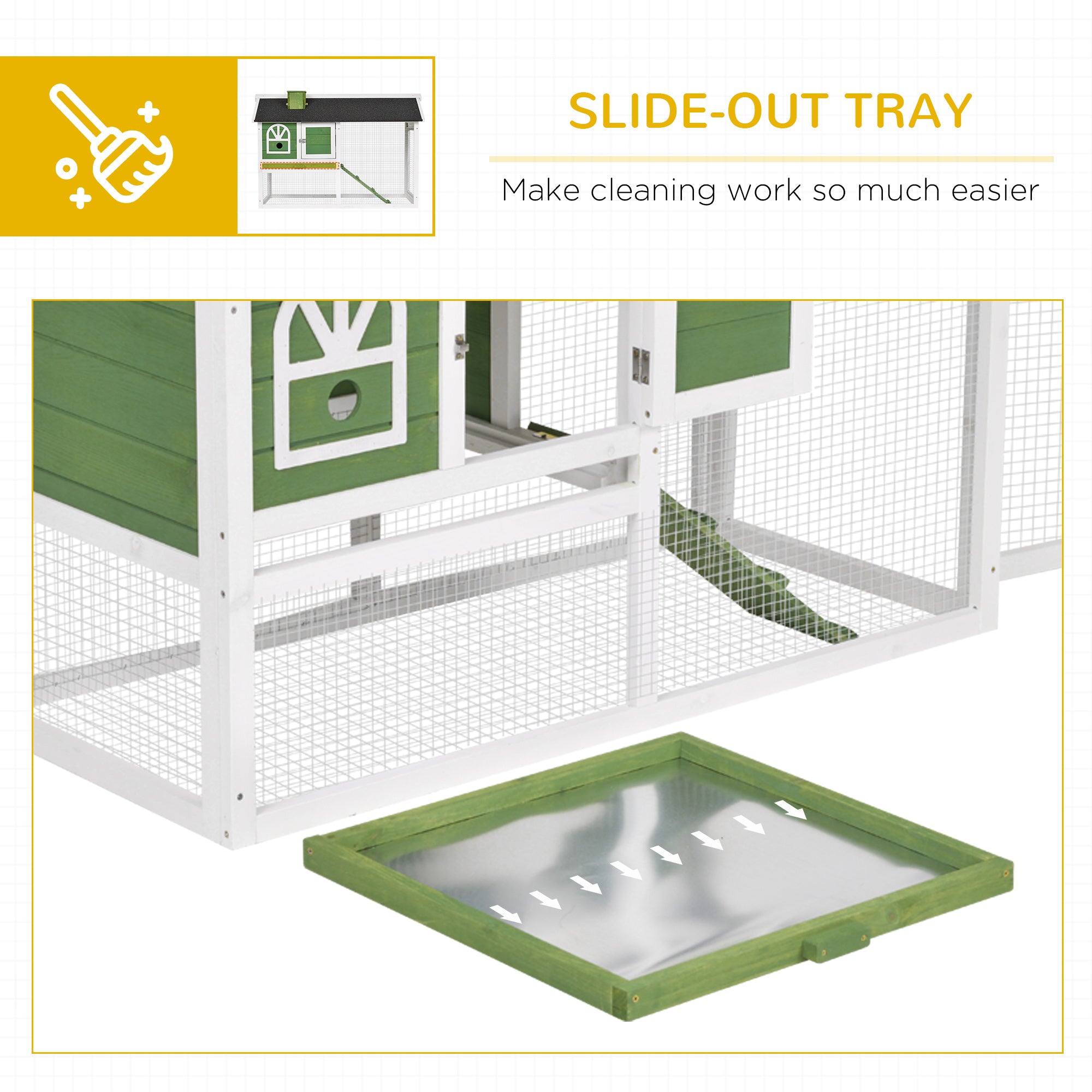 PawHut 2 Tiers Rabbit Hutch and Run Wooden Guinea Pig Hutch Outdoor with Sliding Tray, Ramp, Water-resistant Roof, for 2-4 Rabbits, Grey - North Peak Garden Furniture