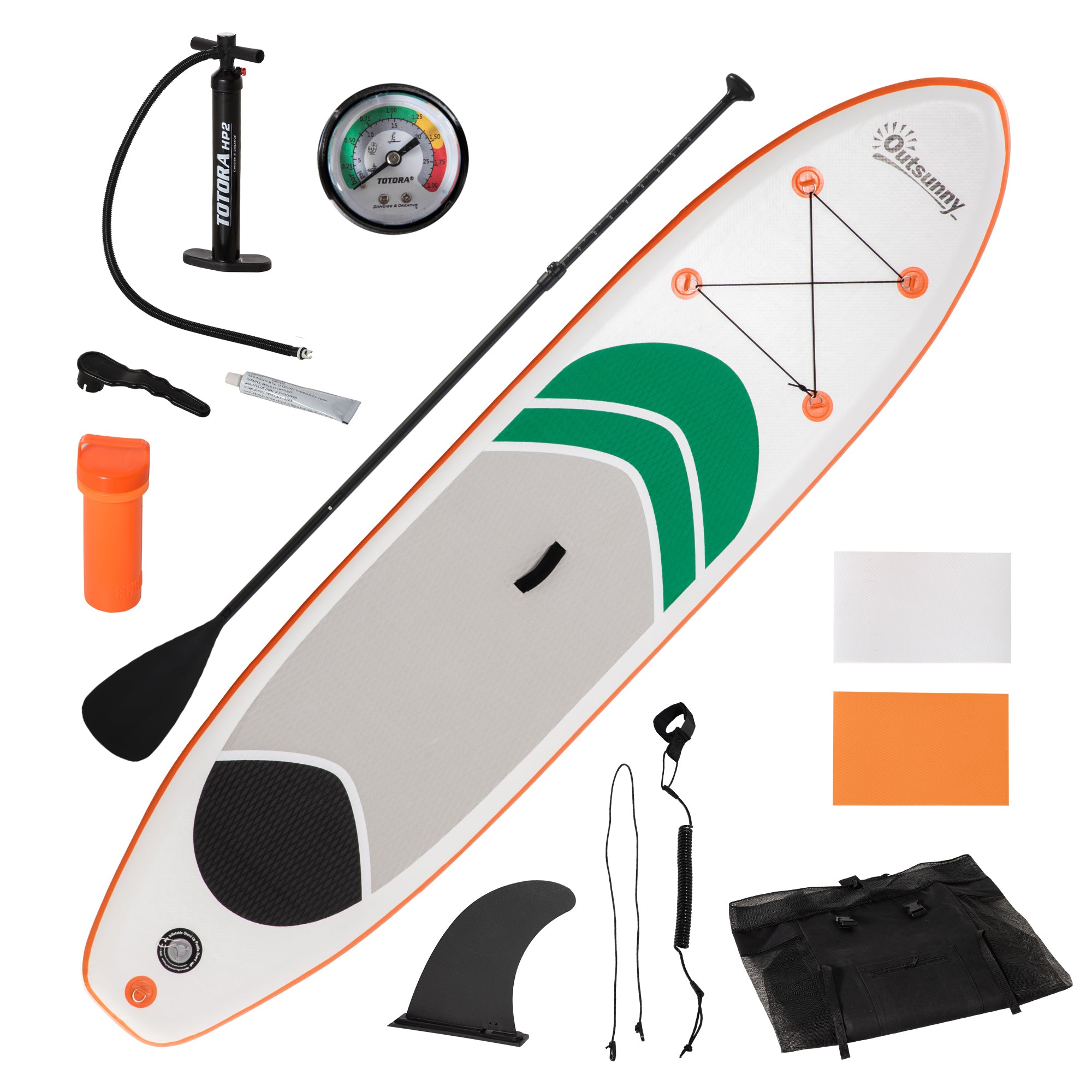 Outsunny 10'6" x 30" x 6" Inflatable Stand Up Paddle Board, Non-Slip & Ultra-Light Deck with Adj Paddle, ISUP Accessories, Pump and Carry Bag, for Youth Adults Beginner