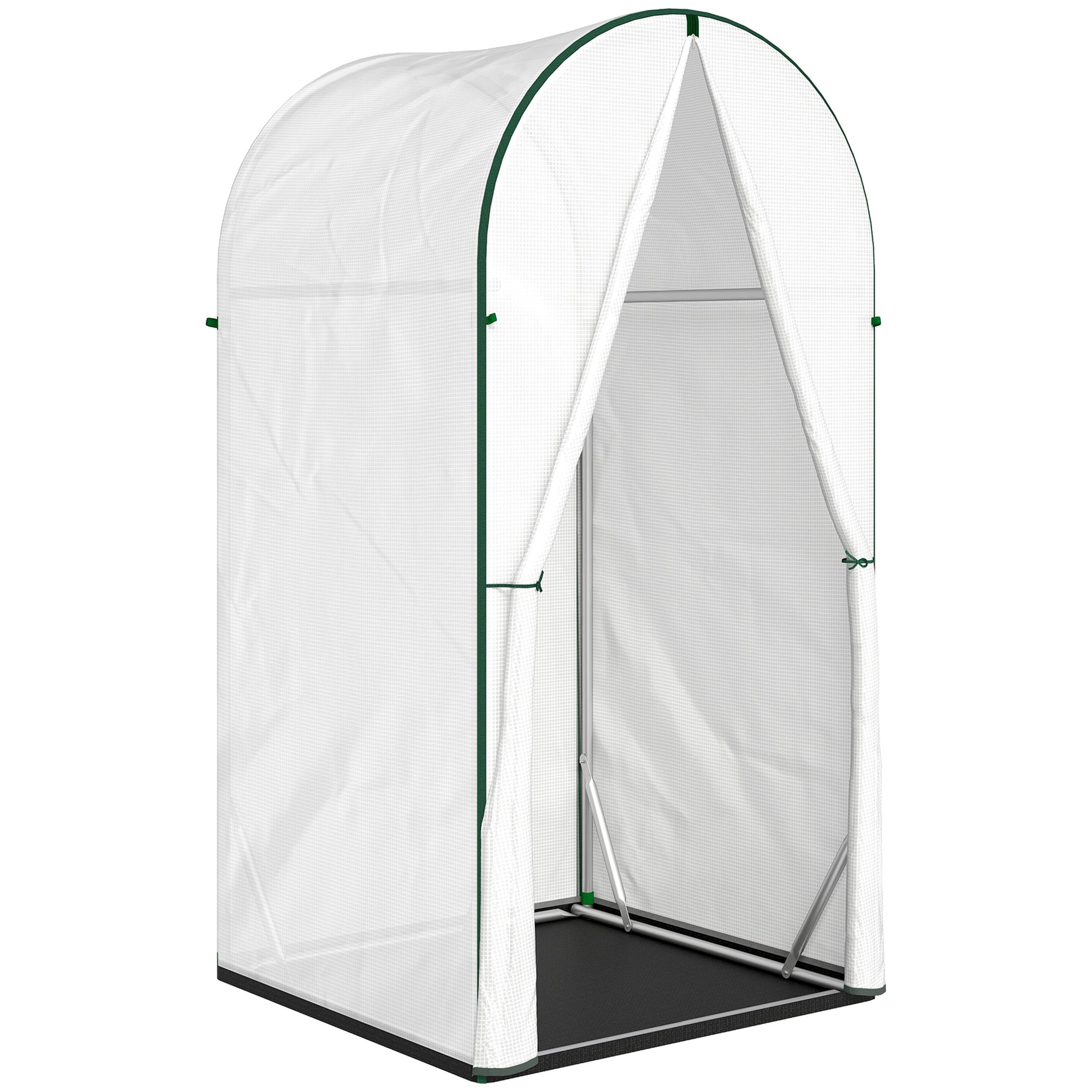 Outsunny Mini Greenhouse, Portable Green House with Roll-Up Door, PE Base, Small Greenhouse, 100 x 100 x 195 cm, White
