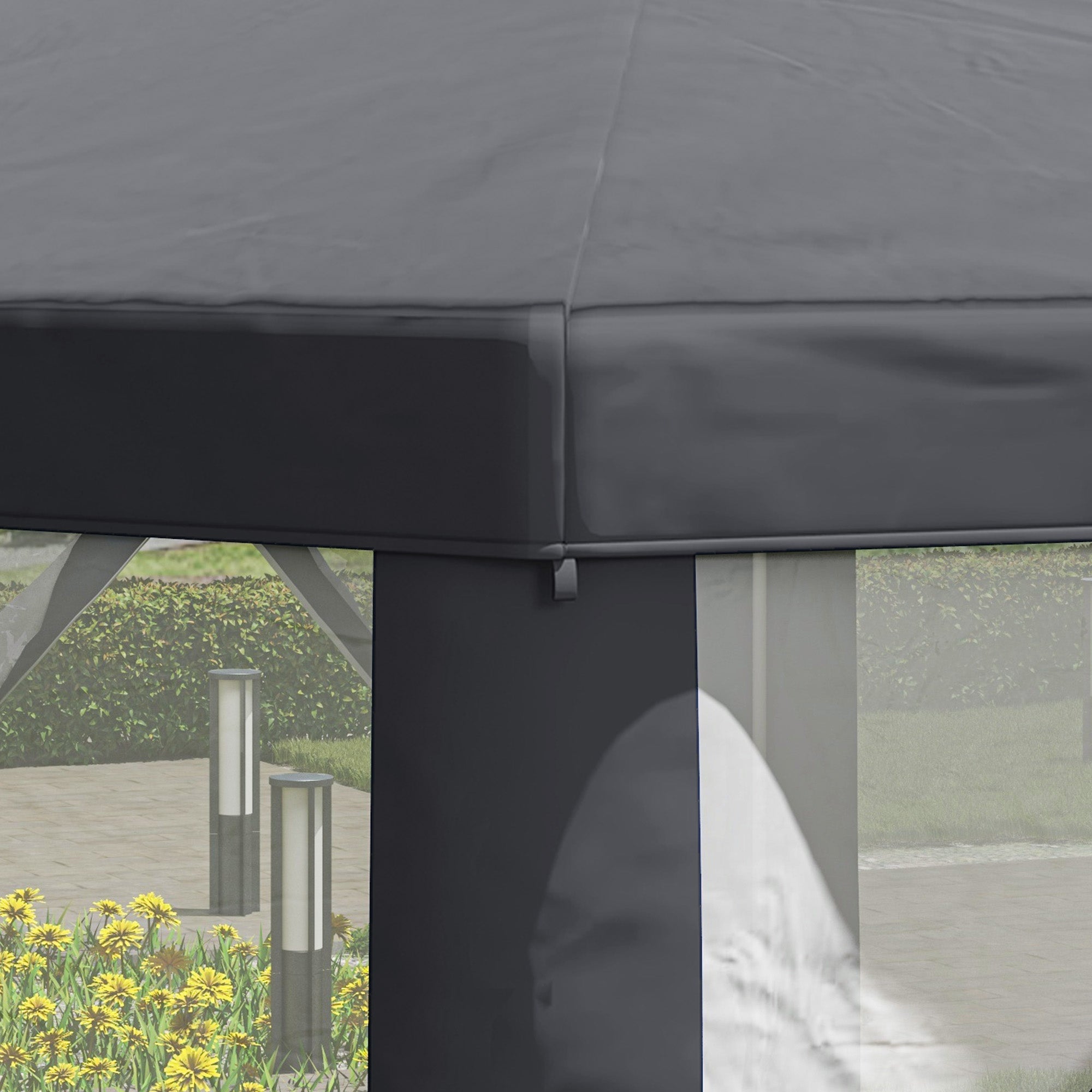 Outsunny 4M Canopy Rentals, Netting Party Tent Patio Canopy Outdoor Event Shelter for Activities, Shade Resistant, Grey