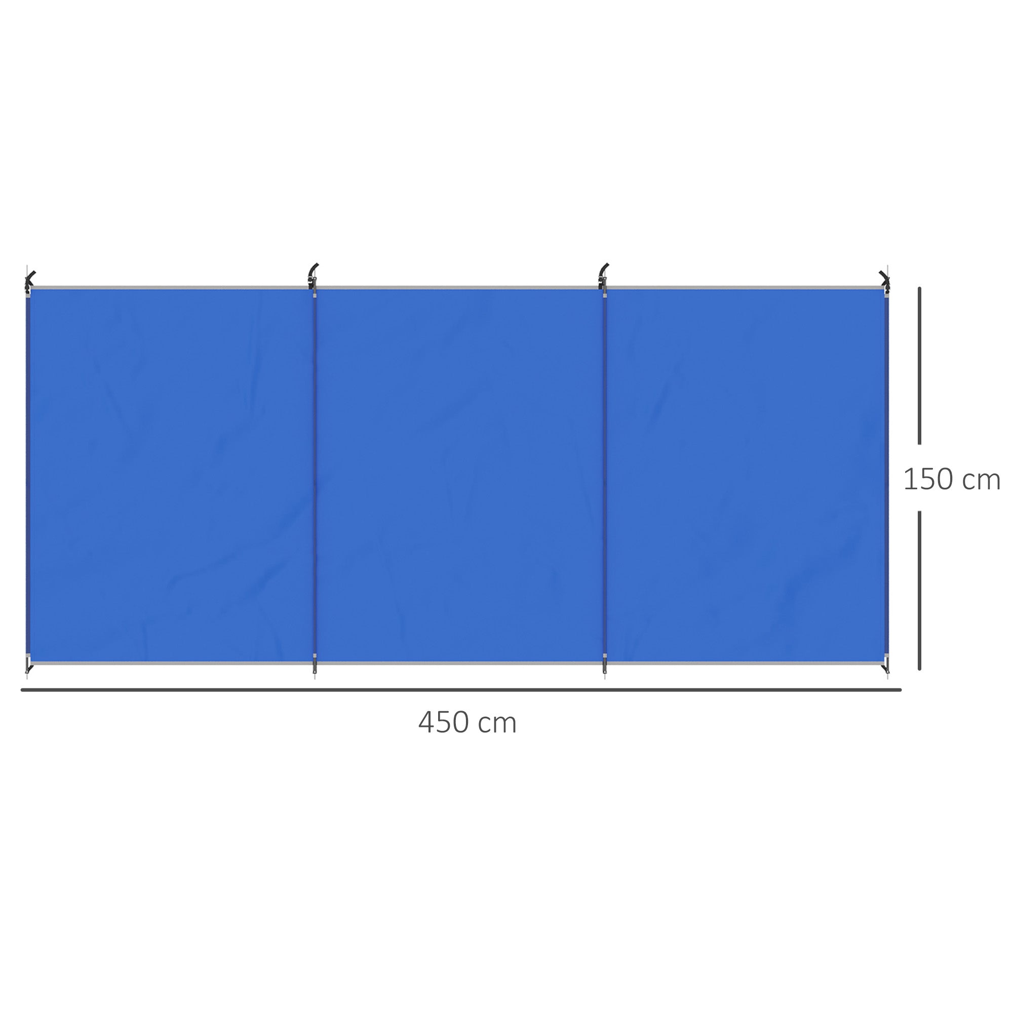 Outsunny Camping Windbreak, Foldable Portable Wind Blocker w/ Carry Bag and Steel Poles, Beach Sun Screen Shelter Privacy Wall, 450cm x 150cm - North Peak Garden Furniture