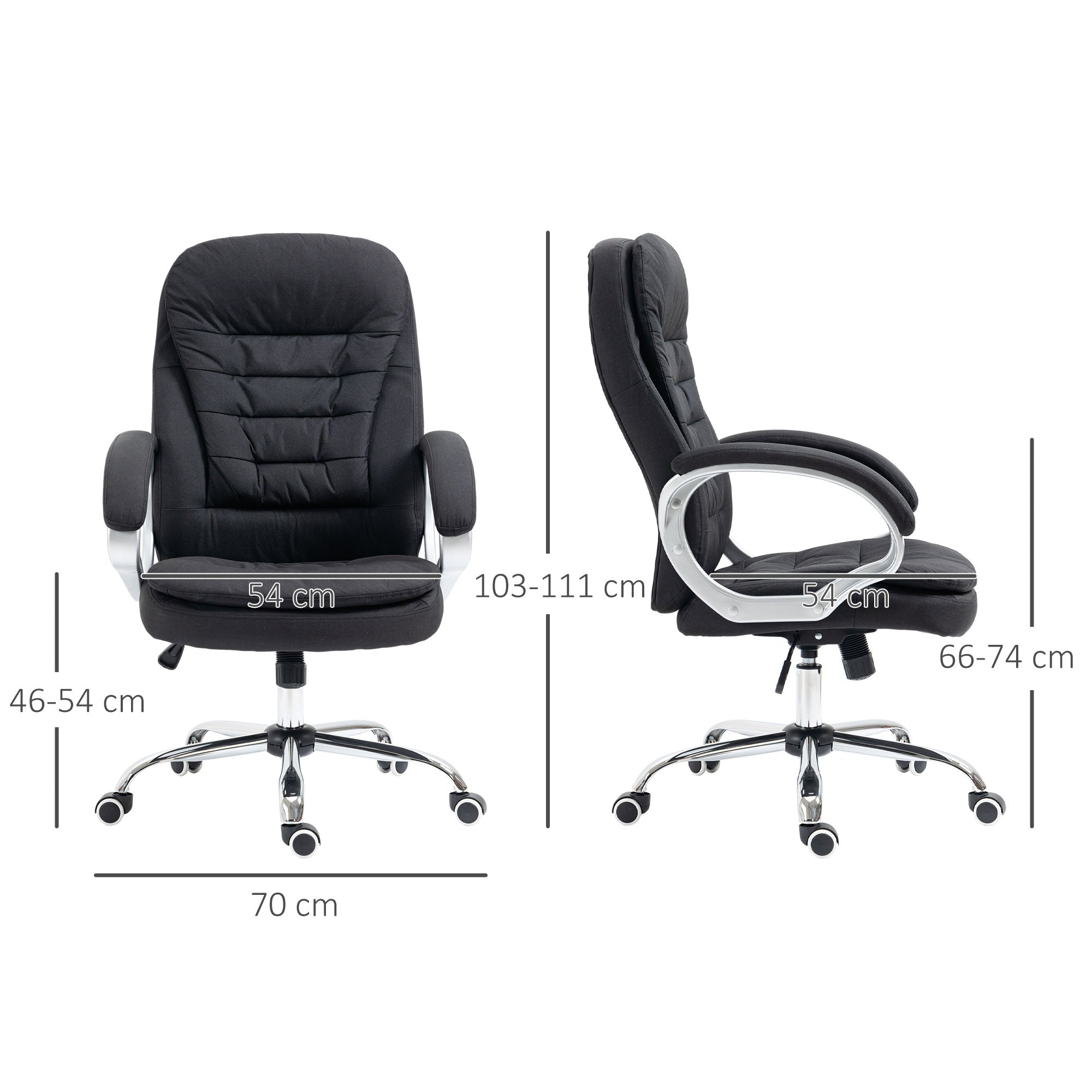 Vinsetto Executive Office Chair Task Chair for Home with Arm, Swivel Wheels, Linen Fabric, Black - North Peak Garden Furniture