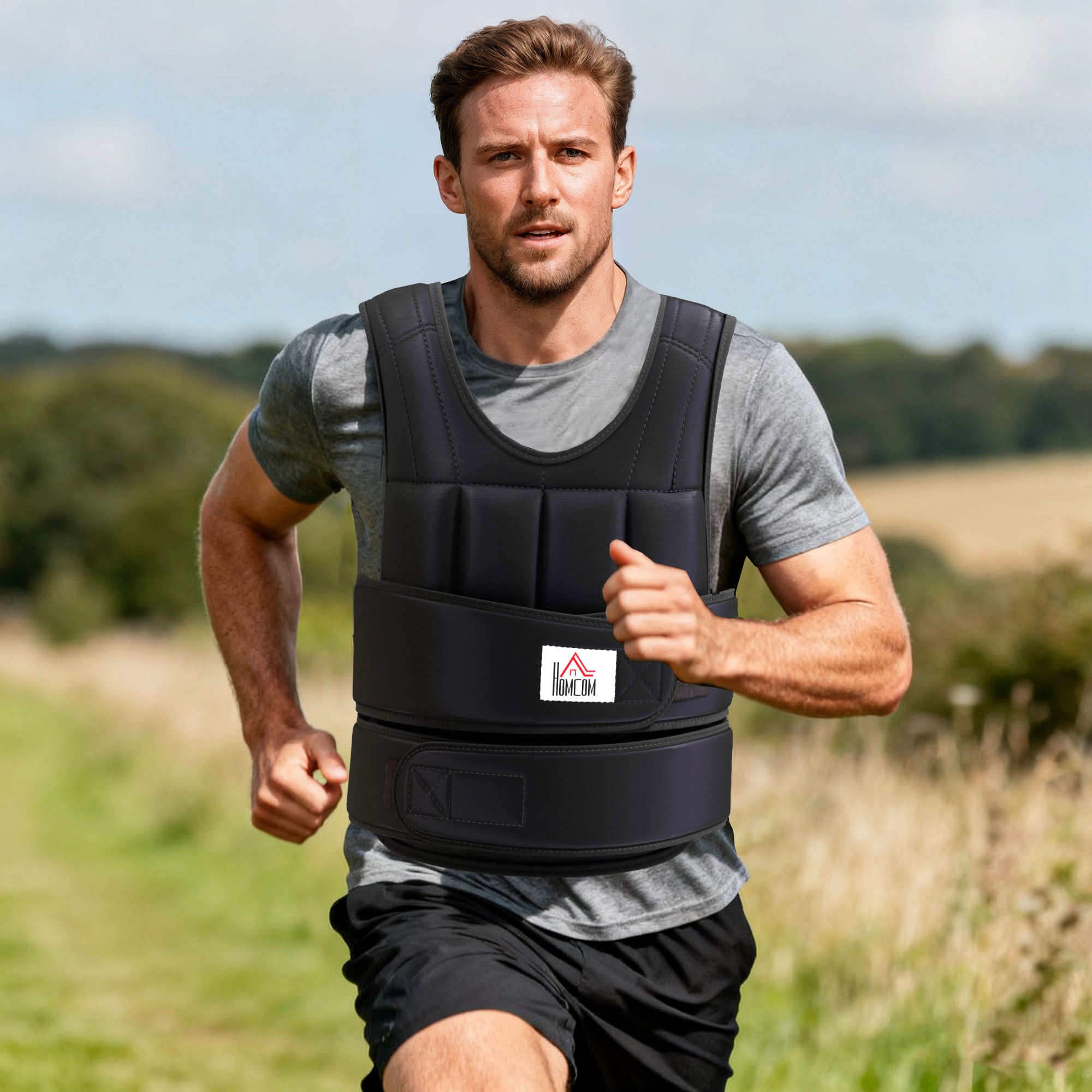 HOMCOM 20kg Weighted Vest, Adjustable Running Weight Vest with 38 Weight Bags for Men or Women Cardio Exercise, Black
