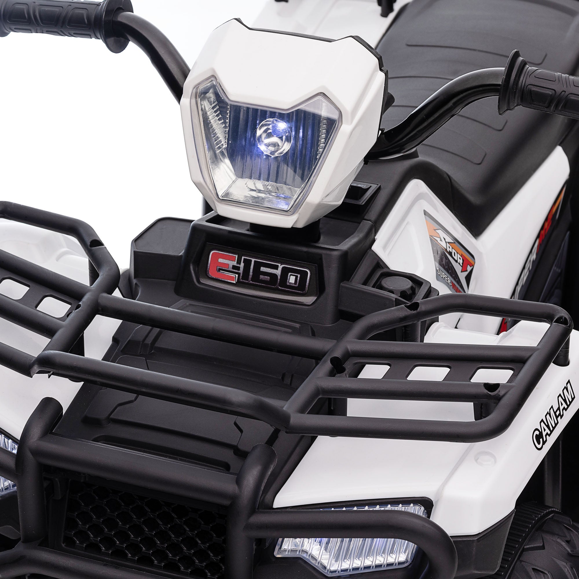 HOMCOM 12V Kids Quad Bike with Forward, Reverse Functions, Ride-On ATV w/ Music, LED, Headlights, for Ages 3-5 Years - White - North Peak Garden Furniture