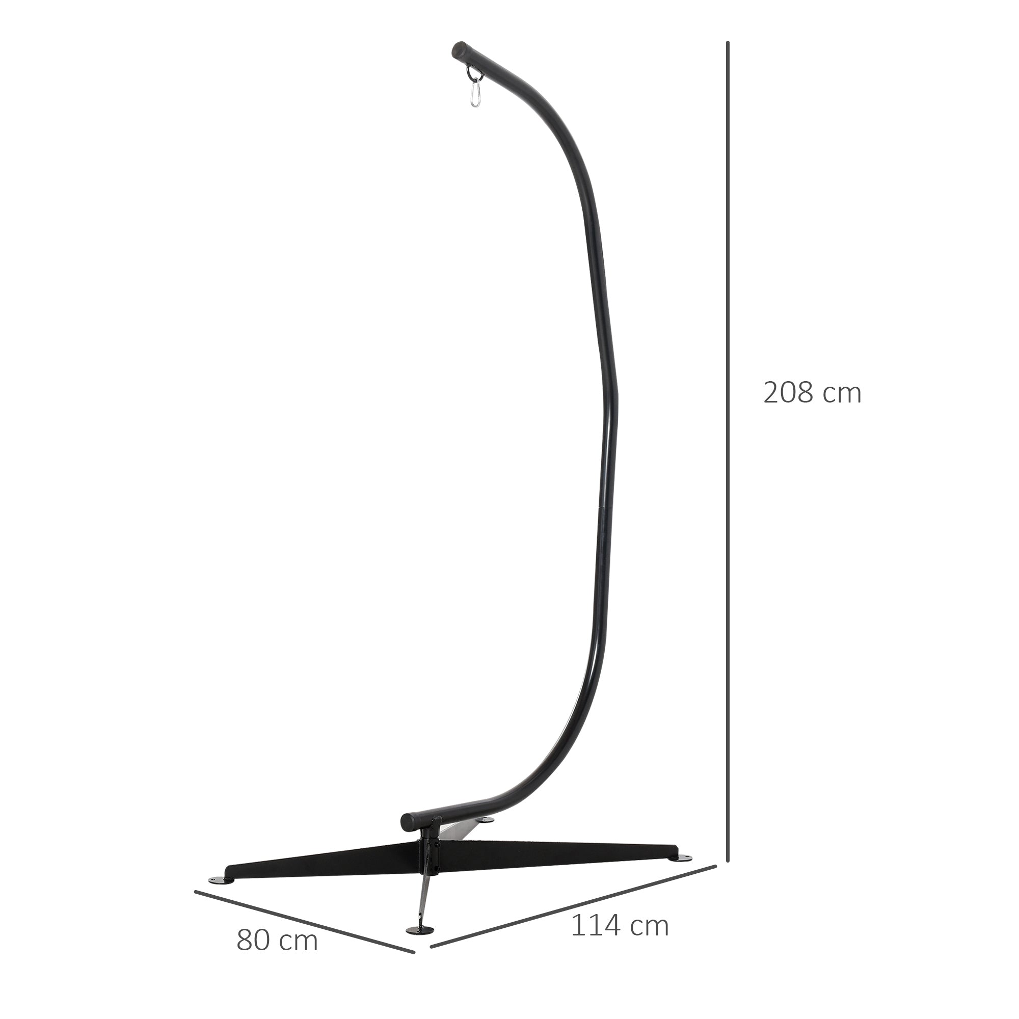 Outsunny Hanging Hammock Stand Hammock Chair Stand C Stand Steel Heavy Duty Stand for Hanging Hammock Air Porch Swing Chair Indoor Outdoor (Only Construction) - North Peak Garden Furniture