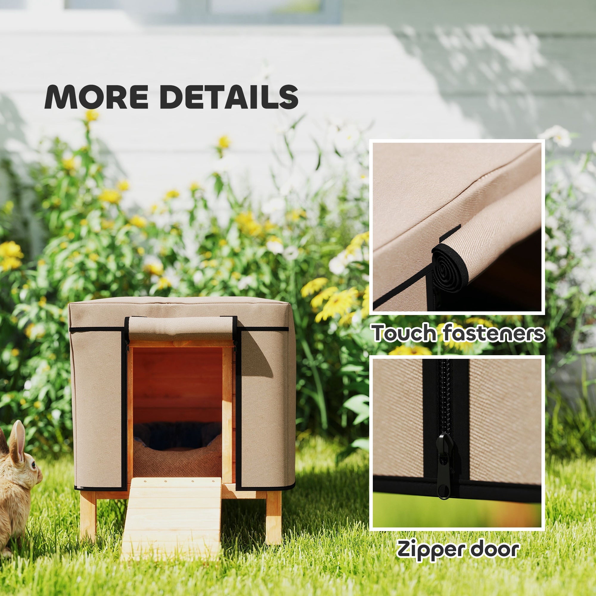 PawHut Waterproof Rabbit Hutch Cover for X-D2-0047 and Similar Model Rabbit Hutch, 43 x 52 x 37 cm, Brown - North Peak Garden Furniture