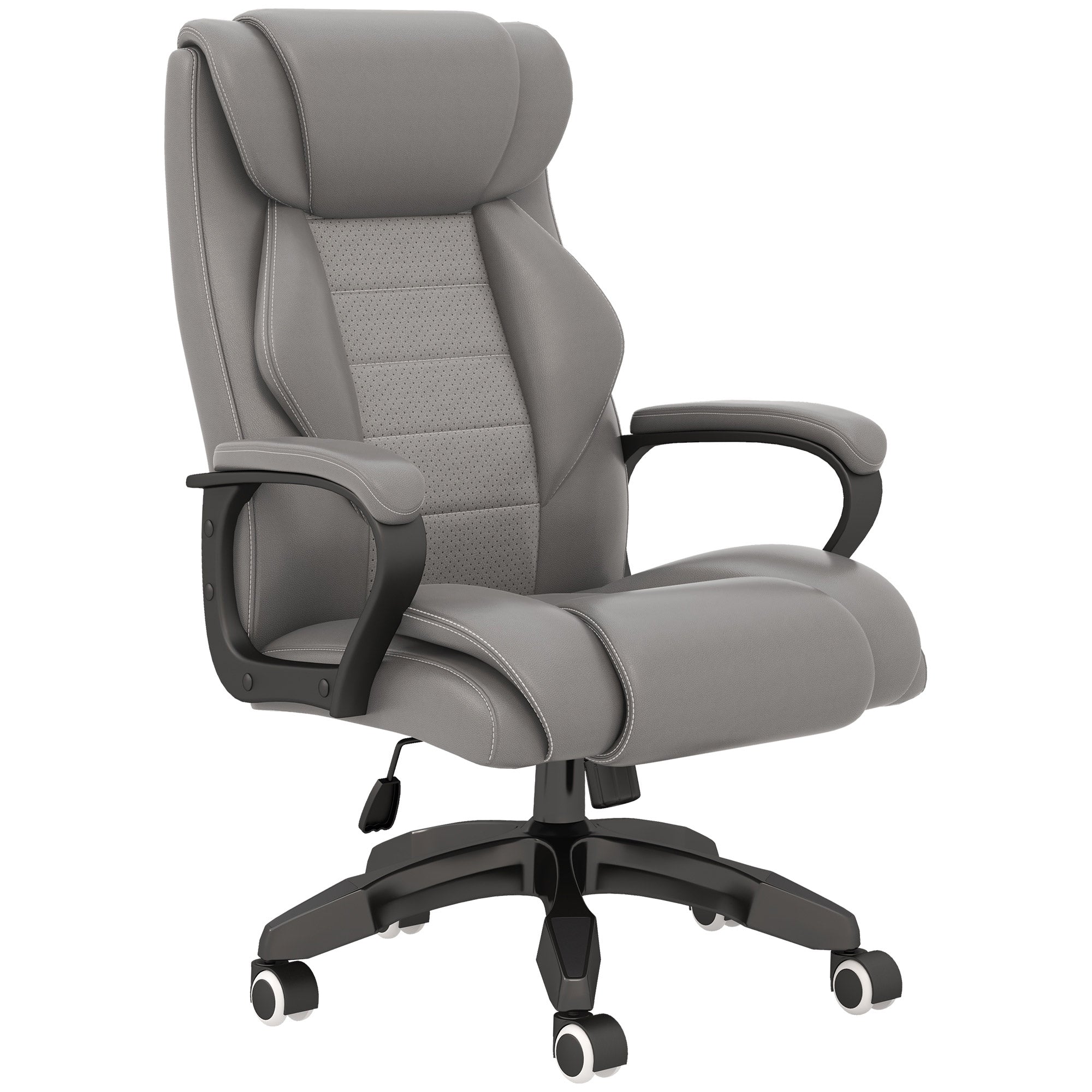 Vinsetto High Back Executive Office Chair 6- Point Vibration Massage Extra Padded Swivel Ergonomic Tilt Desk Seat, Grey - North Peak Garden Furniture