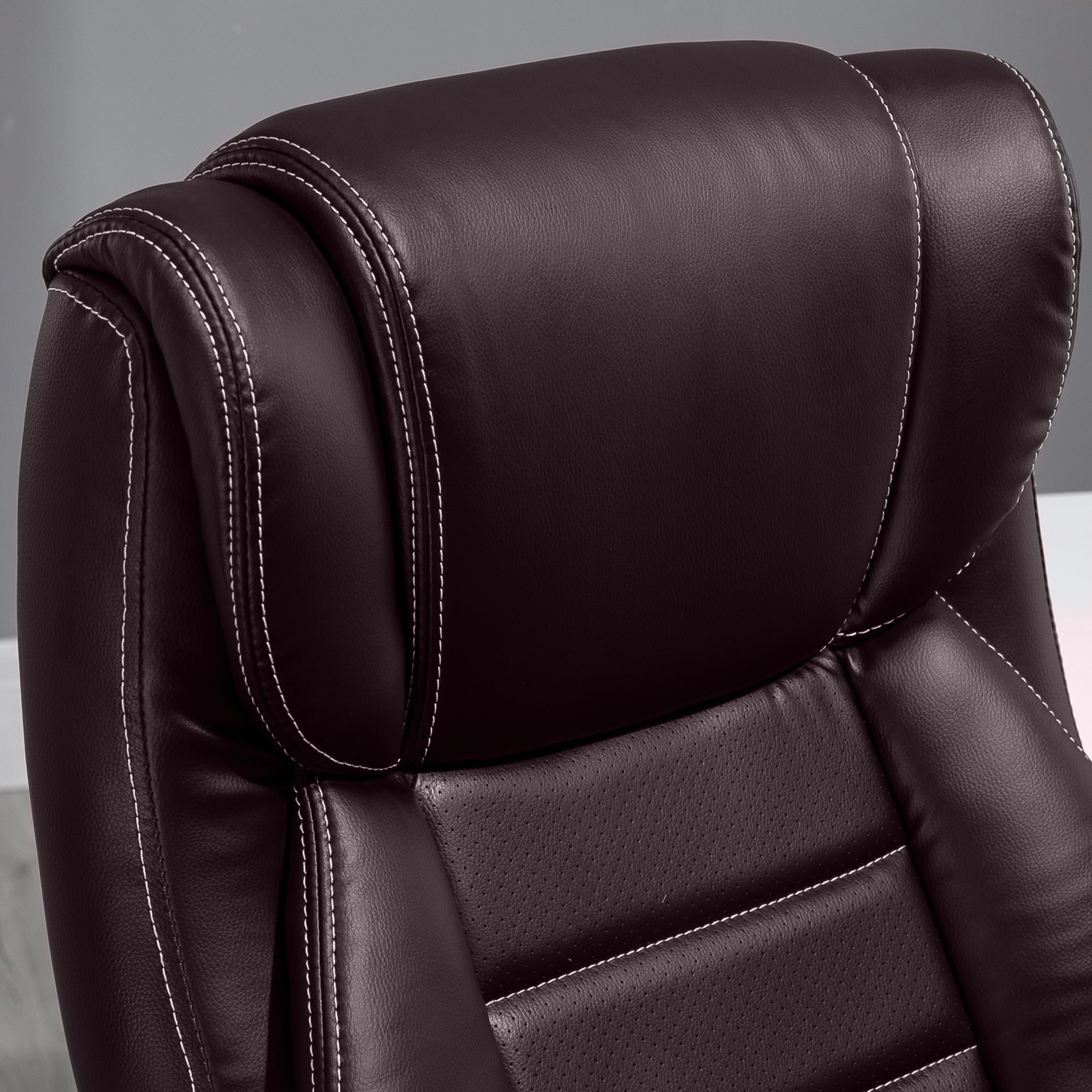 Vinsetto High Back Executive Office Chair 6- Point Vibration Massage Extra Padded Swivel Ergonomic Tilt Desk Seat, Brown - North Peak Garden Furniture